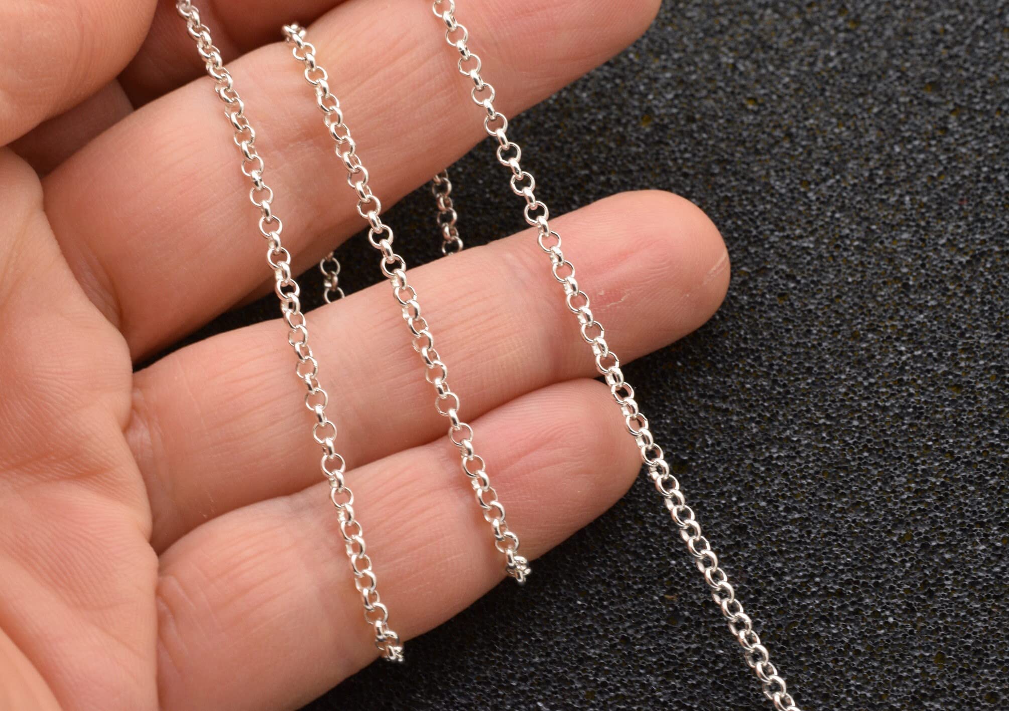 925 Sterling Silver Rolo Link Chain Necklace for Women - 1.5mm, 2mm & 2.5mm Circle Belcher Chain | Pendant Necklace in 16