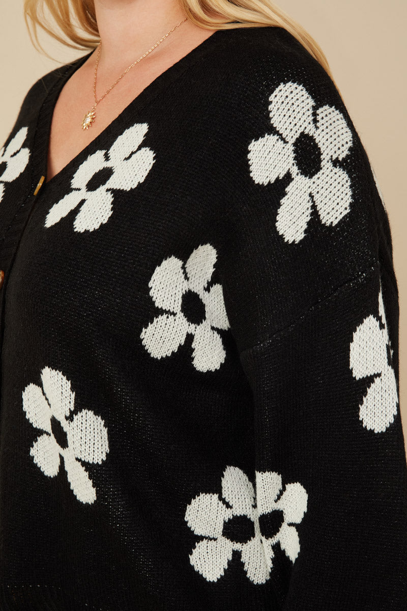 Women's Distressed Floral Print Cardigan - Soft Long Sleeve Open Front Sweater for Fall & Winter Layering | Casual Outfits, Office Wear, Date Night Looks