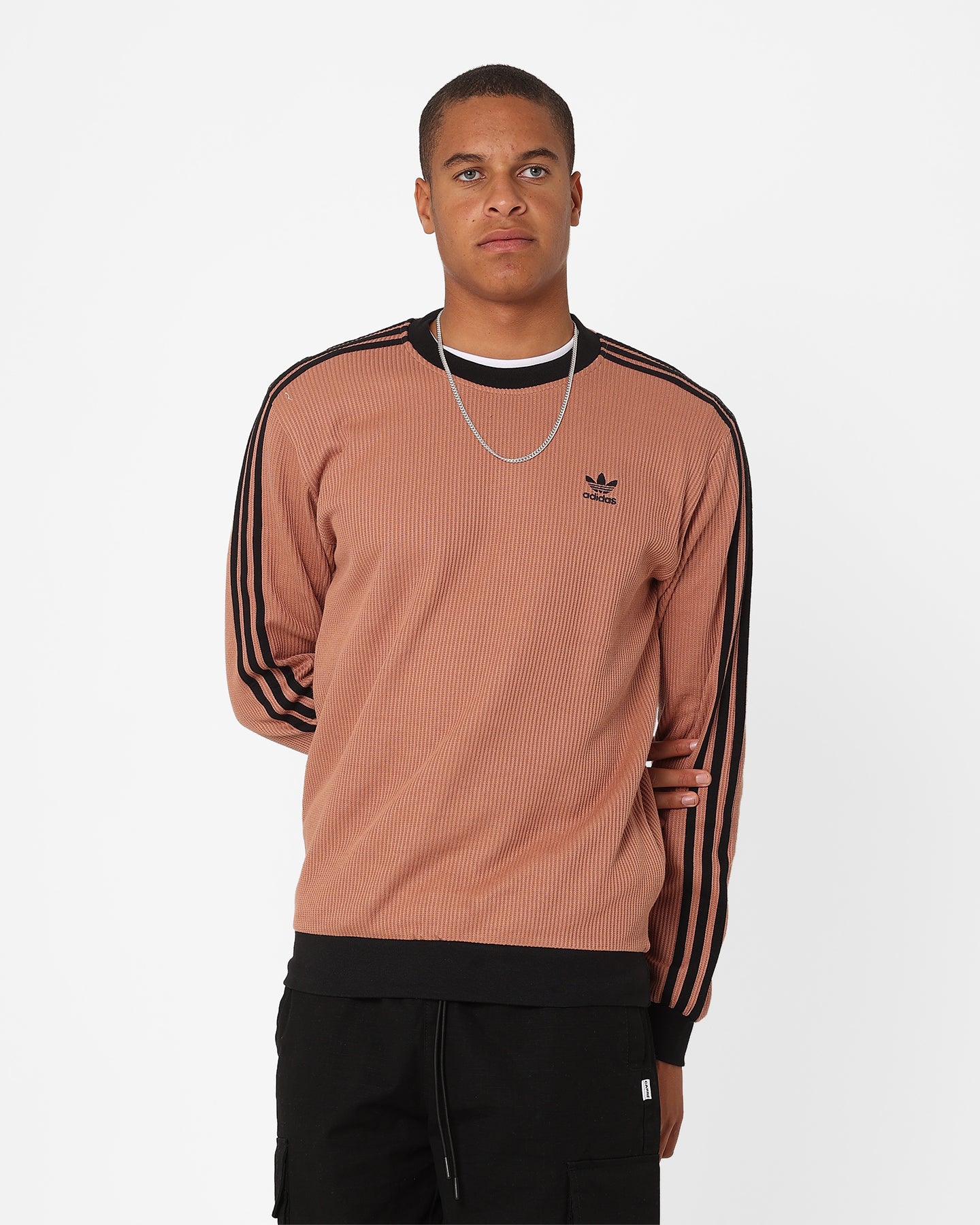 Adidas Adicolor Q2 Waffle Crewneck Sweatshirt - Clay Strata Color | Casual Streetwear for Men & Women | Perfect for Gym, Running & Everyday Wear