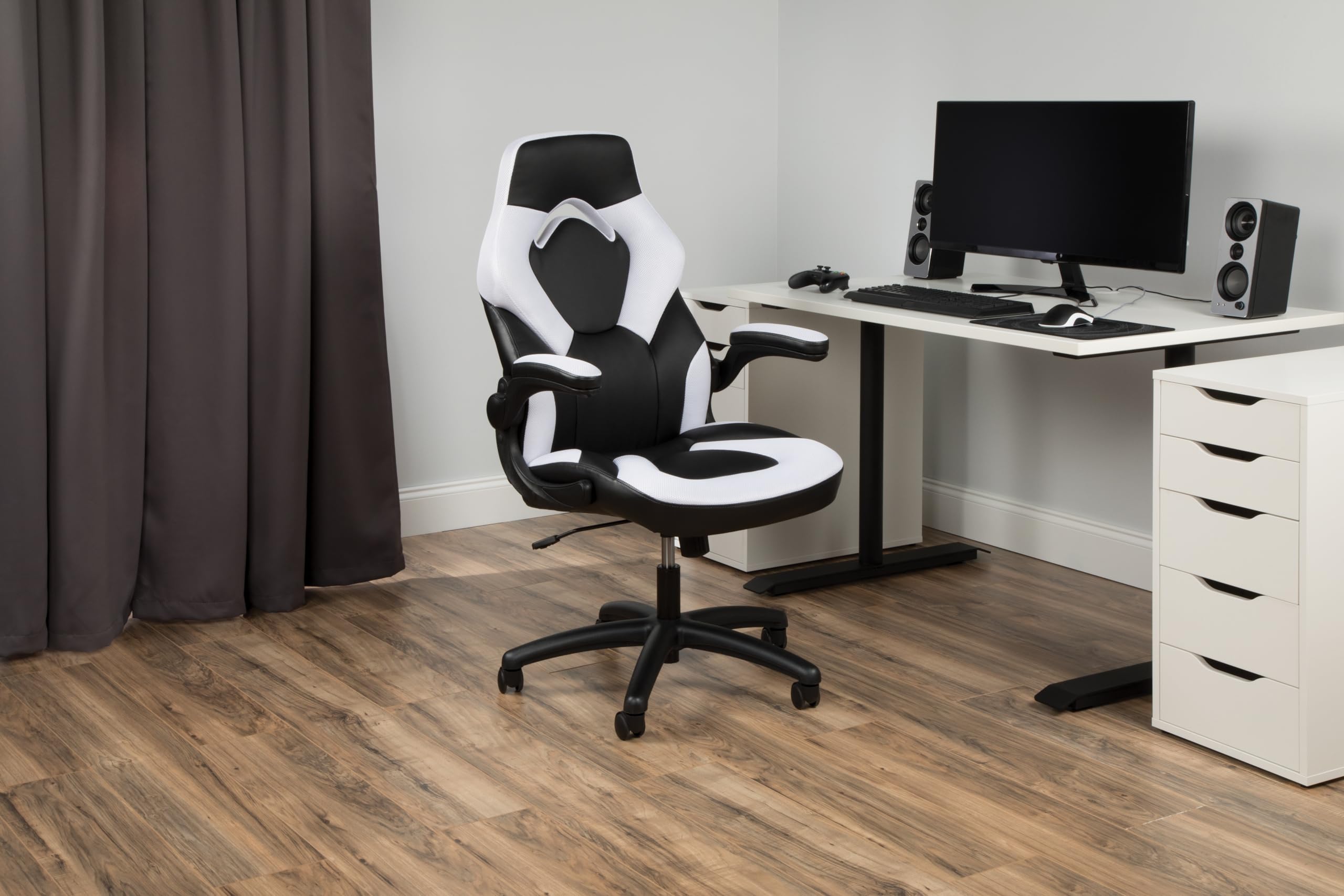 RESPAWN 3085 Ergonomic Gaming Chair - Adjustable Office Computer Chair with Headrest, Lumbar Support & Tilt Lock for Adults - White - Perfect for PC Gaming, Home Office & Workstation Setup