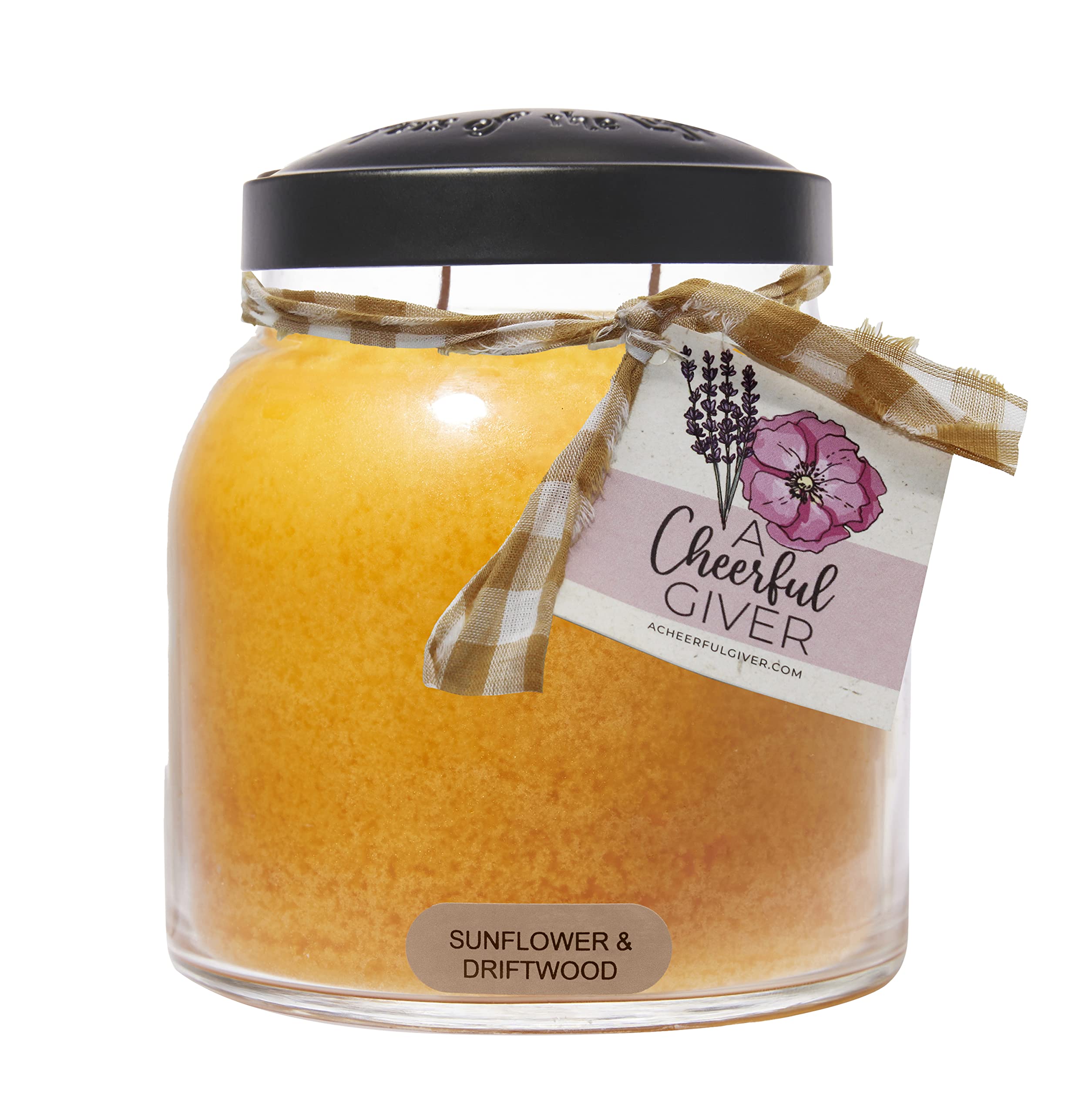 34oz Sunflower & Driftwood Scented Candle with Lid - 155 Hours Burn Time - A Cheerful Giver Gift Candle - Keepers of The Light Collection - Perfect for Home Decor, Relaxation & Thoughtful Gifts