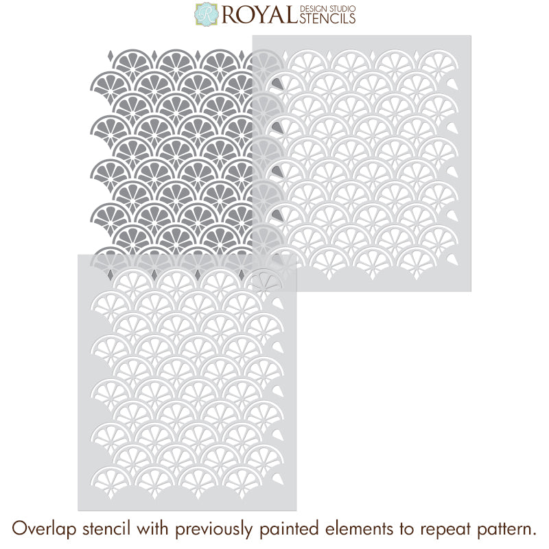 Citrus Scallops Wall Stencil - Reusable DIY Painting Template for Home Decor, Nursery, Bedroom & Accent Walls - Perfect for Creative Wall Art Projects