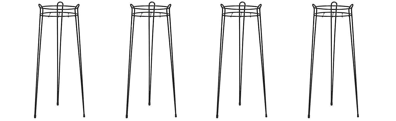 CobraCo 30-inch Black Metal Plant Stand Indoor Outdoor - Set of 4 Modern Flower Pot Holder for Home Garden, Patio, Balcony Decor
