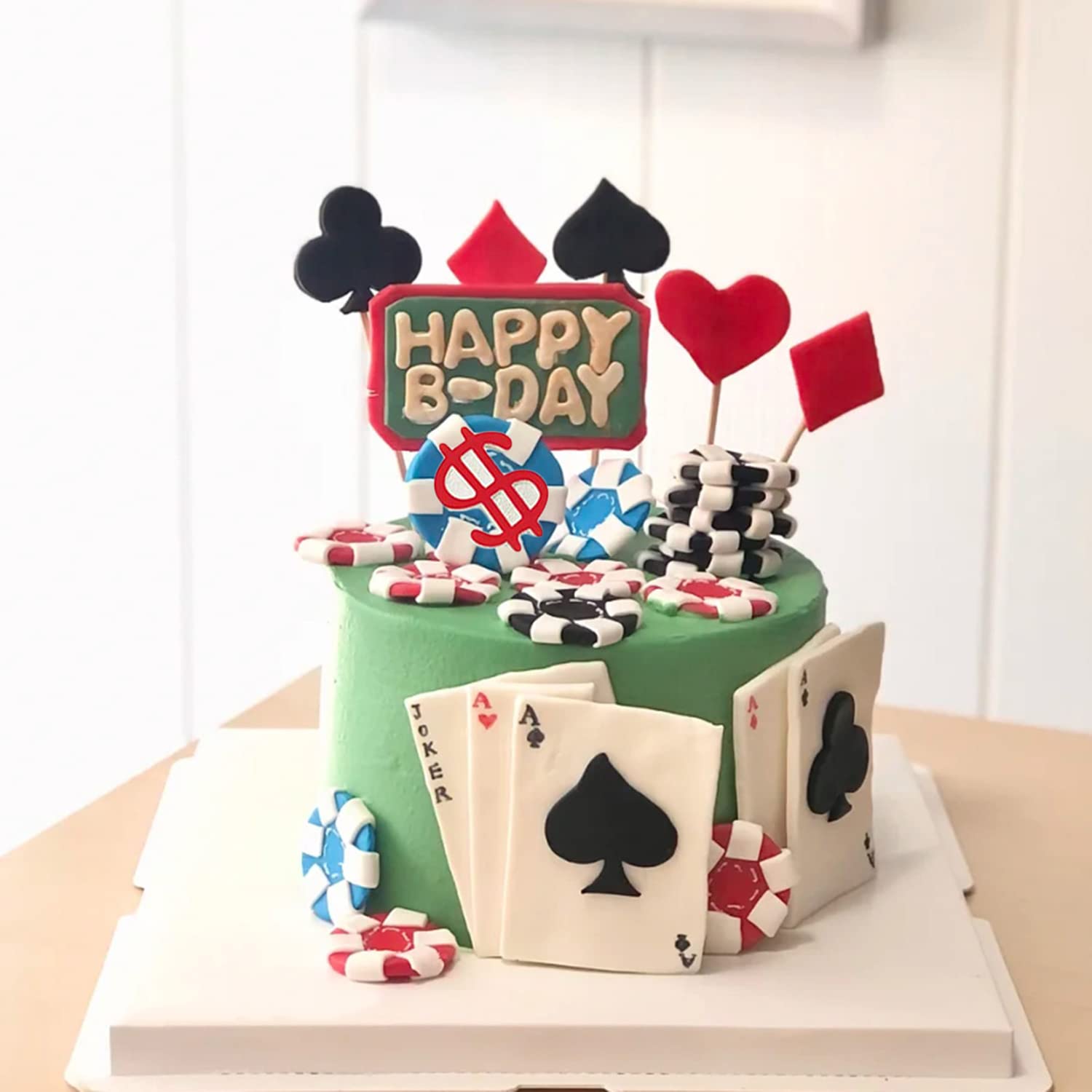 Alice in Wonderland Poker Theme Fondant Molds Set - 4PC Silicone Cake Decorating Kit (Hat, Key, Clock, Cards) for Cupcake Toppers, Chocolate, Gum Paste & Polymer Clay - Perfect for Tea Party, Birthday & Cosplay Events