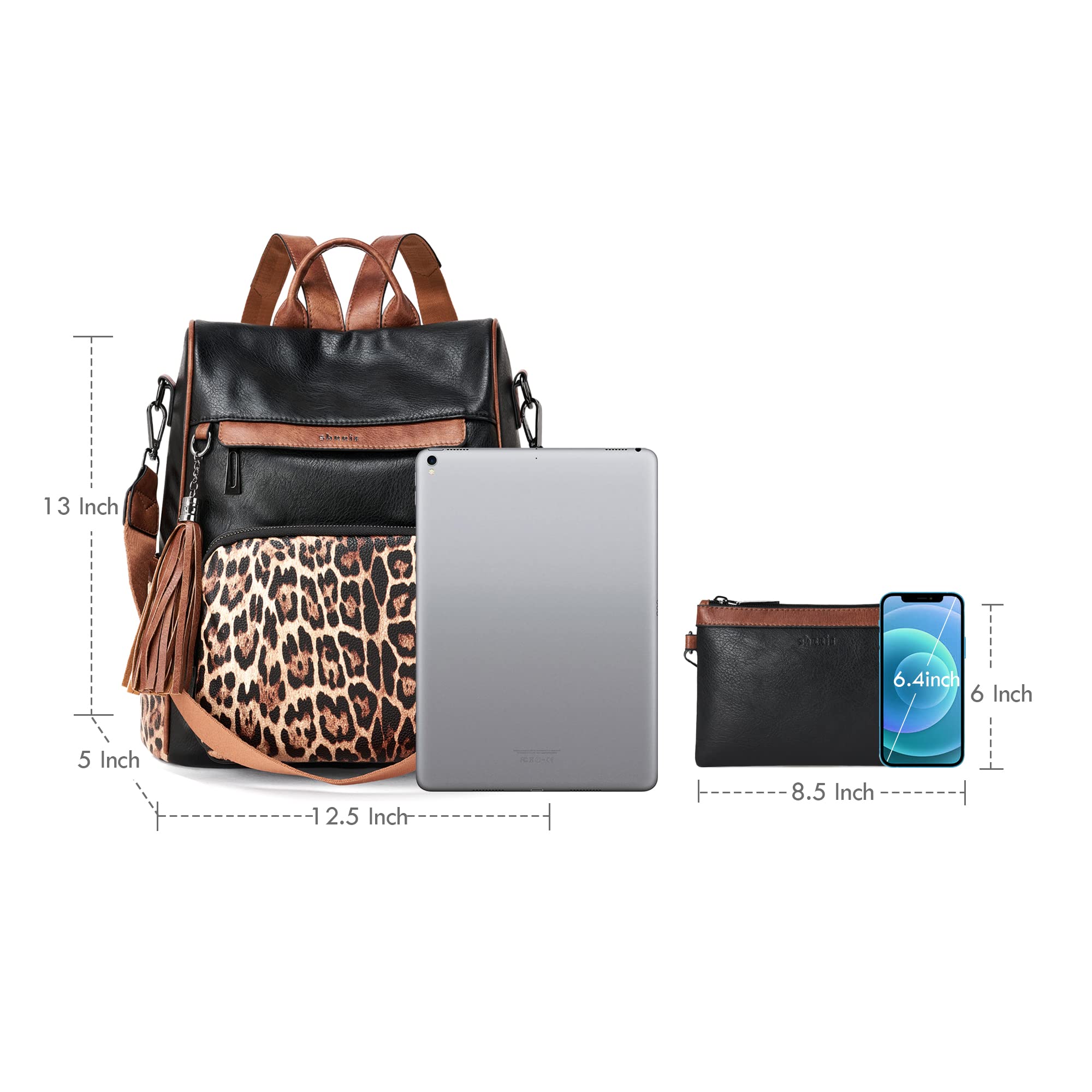 Shrrie Women's PU Leather Anti-Theft Travel Backpack Purse - Stylish Shoulder Bag with Tassel for Work, School & Travel Accessories