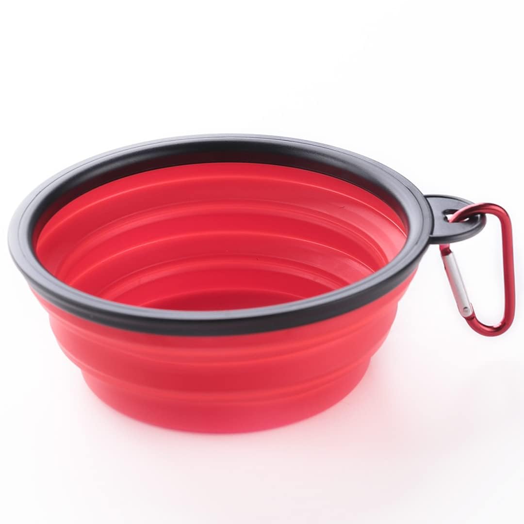 Petvit Collapsible Dog & Cat Bowl - Portable, Durable & Travel-Friendly Pet Food Dish - Reusable Water/Food Bowl for Indoor/Outdoor Use - Perfect for Hiking, Camping & Daily Feeding - Easy Storage Pet Accessories (Red, LS198R)