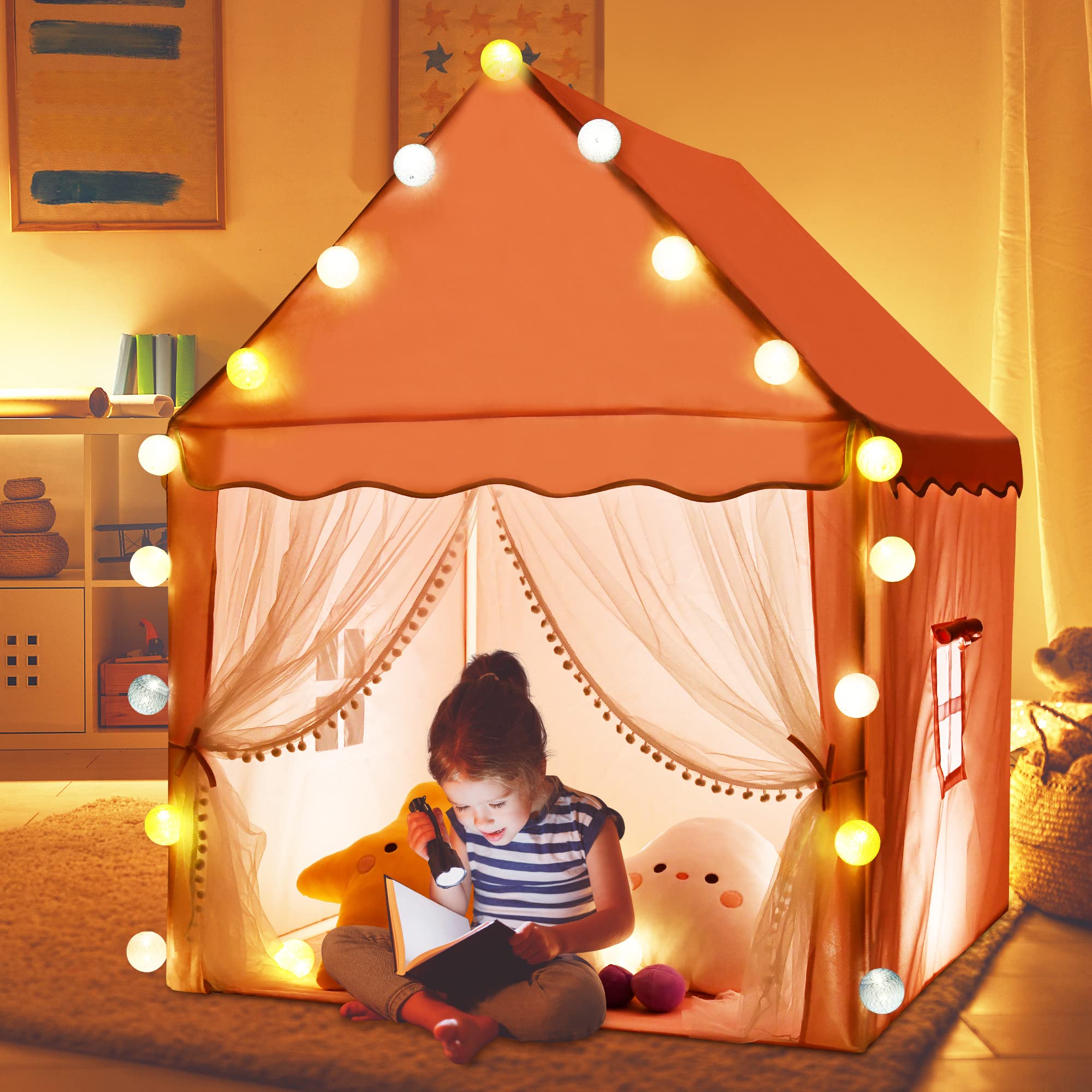 Foldable Kids Play Tent - Large Canvas Children Playhouse for Indoor & Outdoor Use | Perfect for Girls & Boys Playtime, Camping, and Backyard Adventures