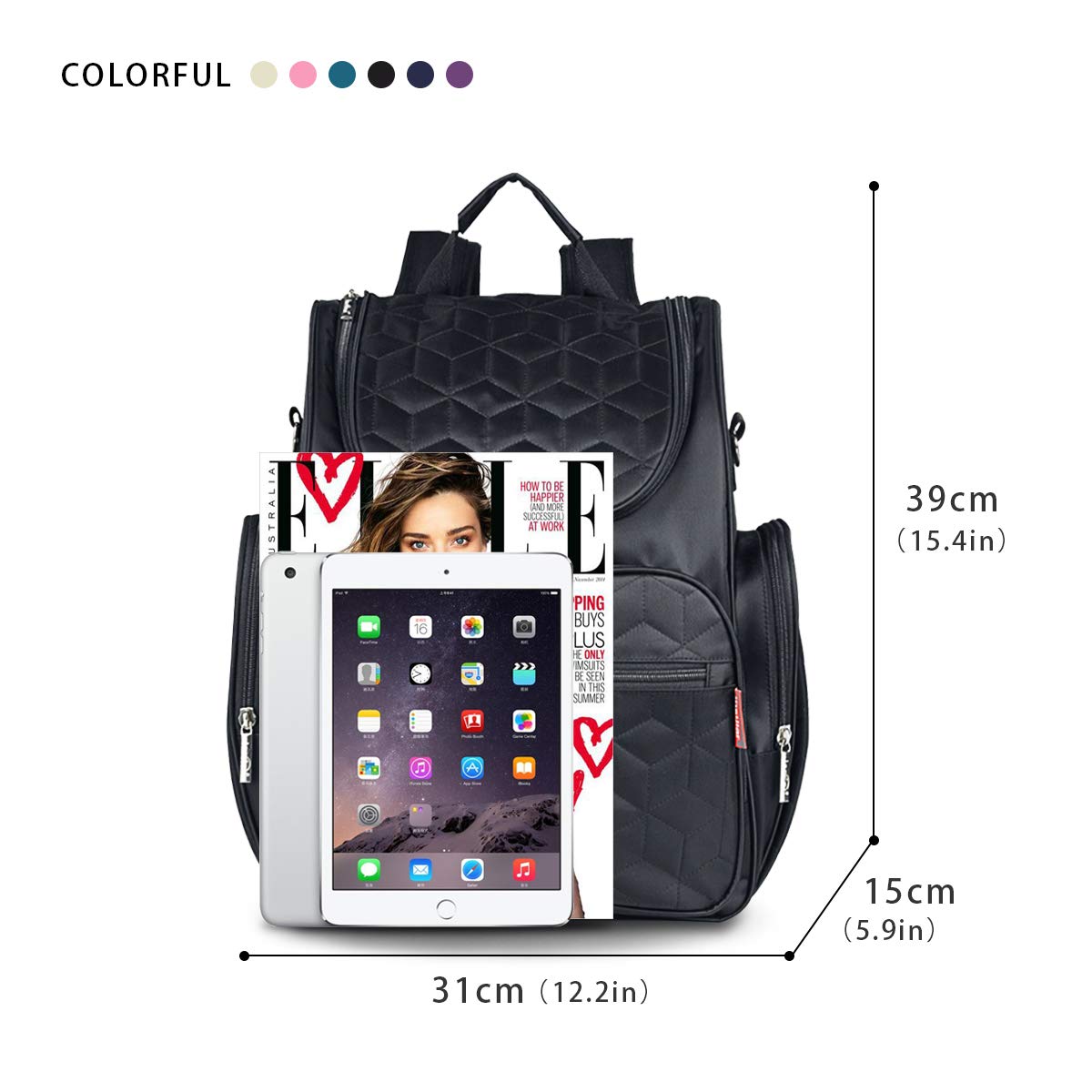 SONARIN Multifunctional Baby Diaper Bag Backpack with Changing Mat & Stroller Straps - Large Capacity Waterproof Travel Organizer for Parents - Perfect for Daycare, Travel & On-the-Go (Black)