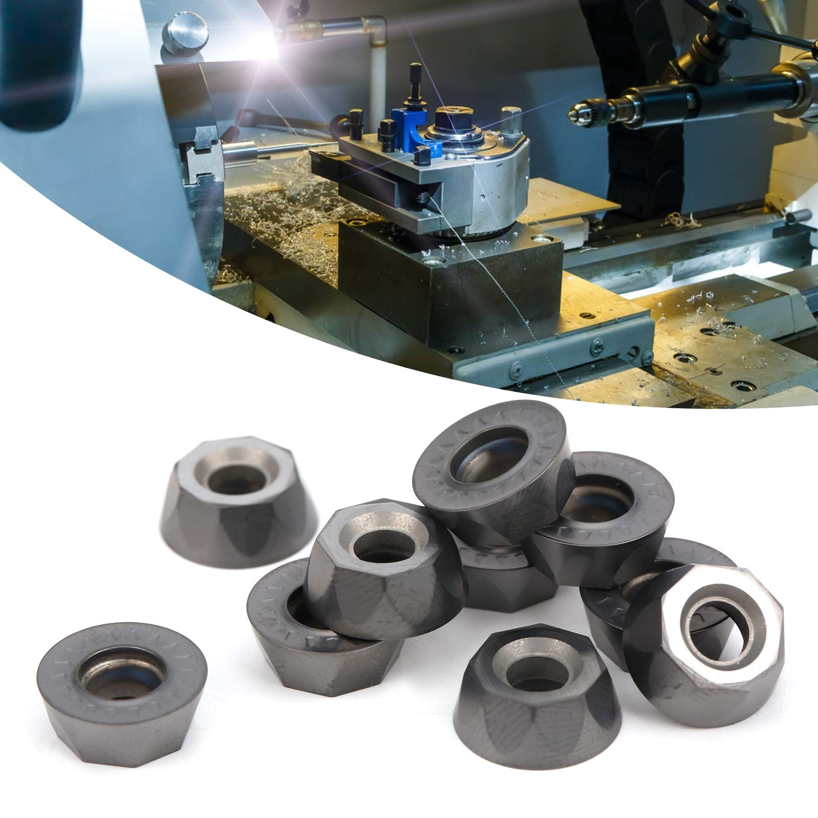 High-Speed RPMT1204M0E-JS LF6018 Solid Carbide Indexable Cutting Blade - Extra Durable Carbide Tool for Metalworking & Woodworking - Perfect for CNC Machines, Lathes & Milling Operations