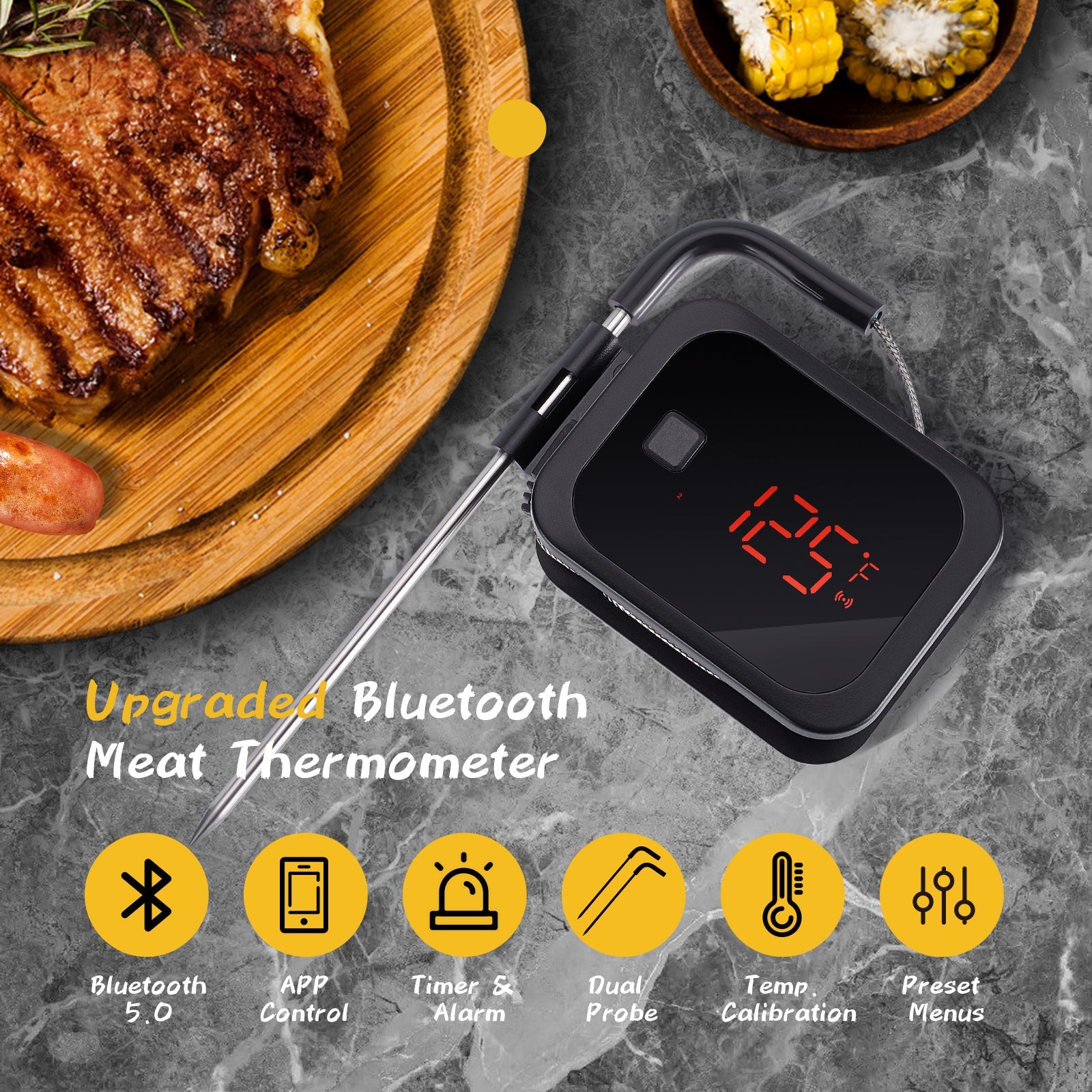 Wireless Bluetooth BBQ Thermometer IBT-2X for Grilling, Smoking & Roasting - Perfect for Outdoor Cooking, Backyard Parties & Camping
