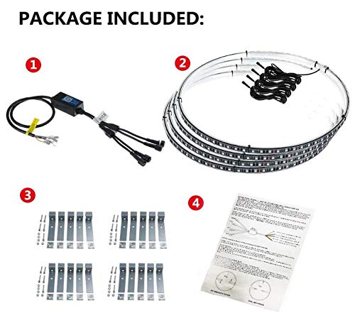 17 Inch LED Wheel Rim Lights for Trucks & Cars - Double Rows Illuminated Tire Ring Kit (Fits 21-28