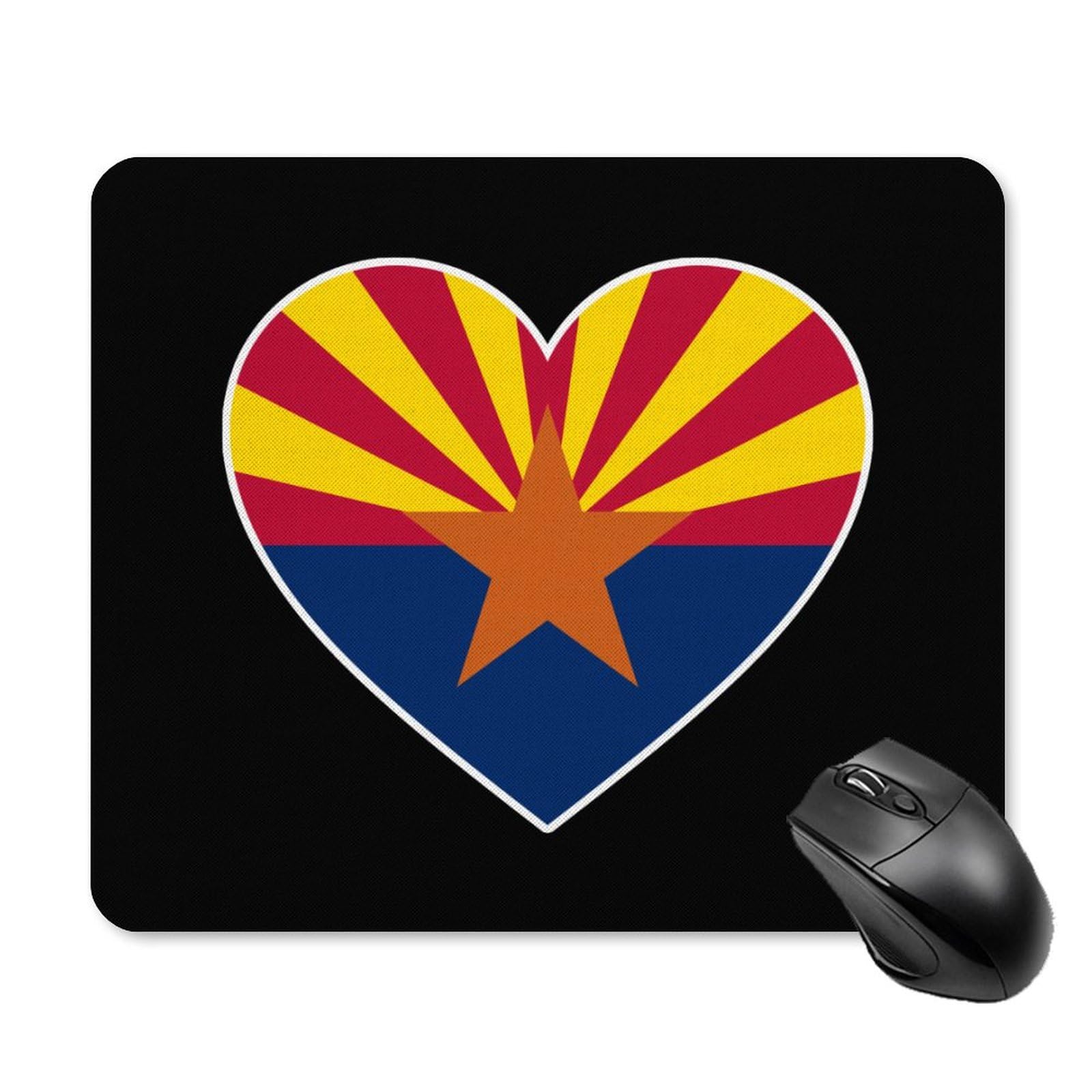 Arizona Flag Heart Mouse Pad - Non-Slip Rubber Base Desk Mat for Laptop & Gaming (25x30cm) | Perfect for Office, Home & Gaming Setup