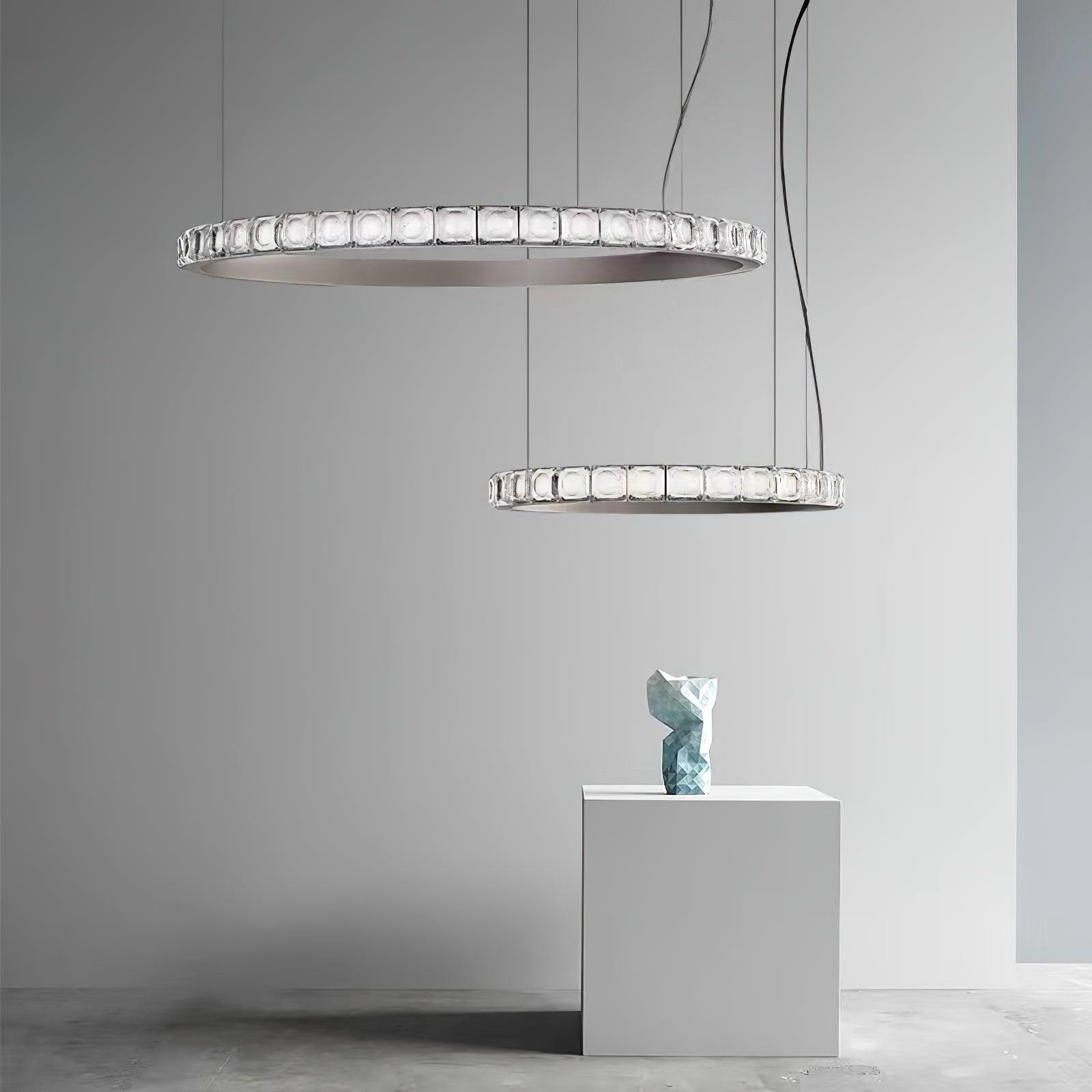 Aura Ring Chandelier - Modern Crystal Ceiling Light Fixture for Dining Room, Living Room & Bedroom | Elegant Home Decor Lighting for Weddings & Special Occasions