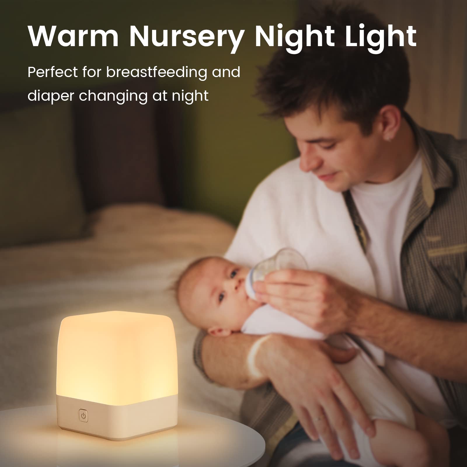 LED Night Light for Kids & Babies - Dimmable Touch Control Nursery Lamp, Rechargeable Portable Bedside Light with Memory Function - Perfect for Breastfeeding, Bedroom, Nursery & Travel Use