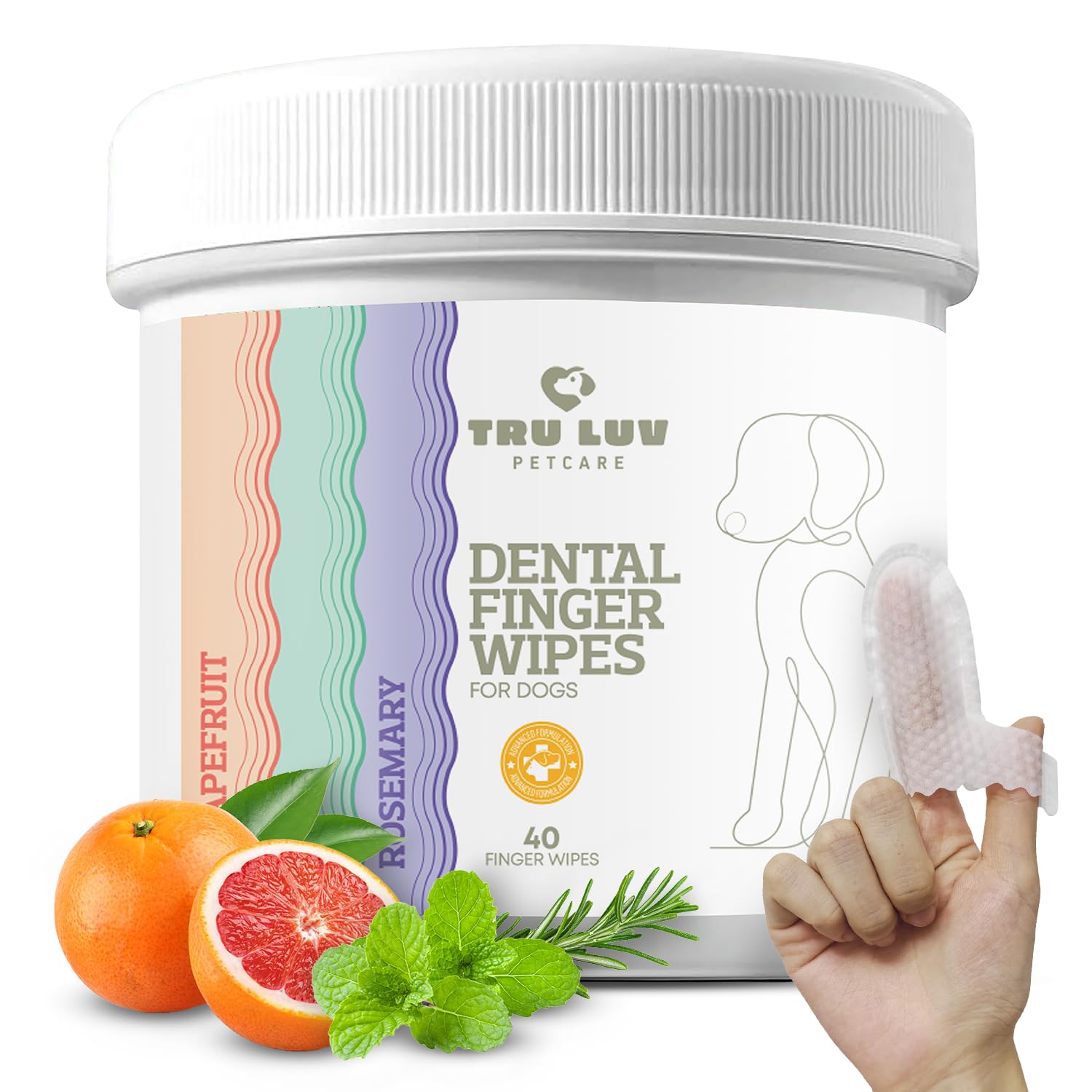 40 Dog Teeth Cleaning Wipes - Mint Flavored Dental Wipes for Dogs - Fresh Breath & Plaque Control - Gentle Teeth Cleaning for Small & Large Dogs - Perfect for Daily Oral Care & Travel Use