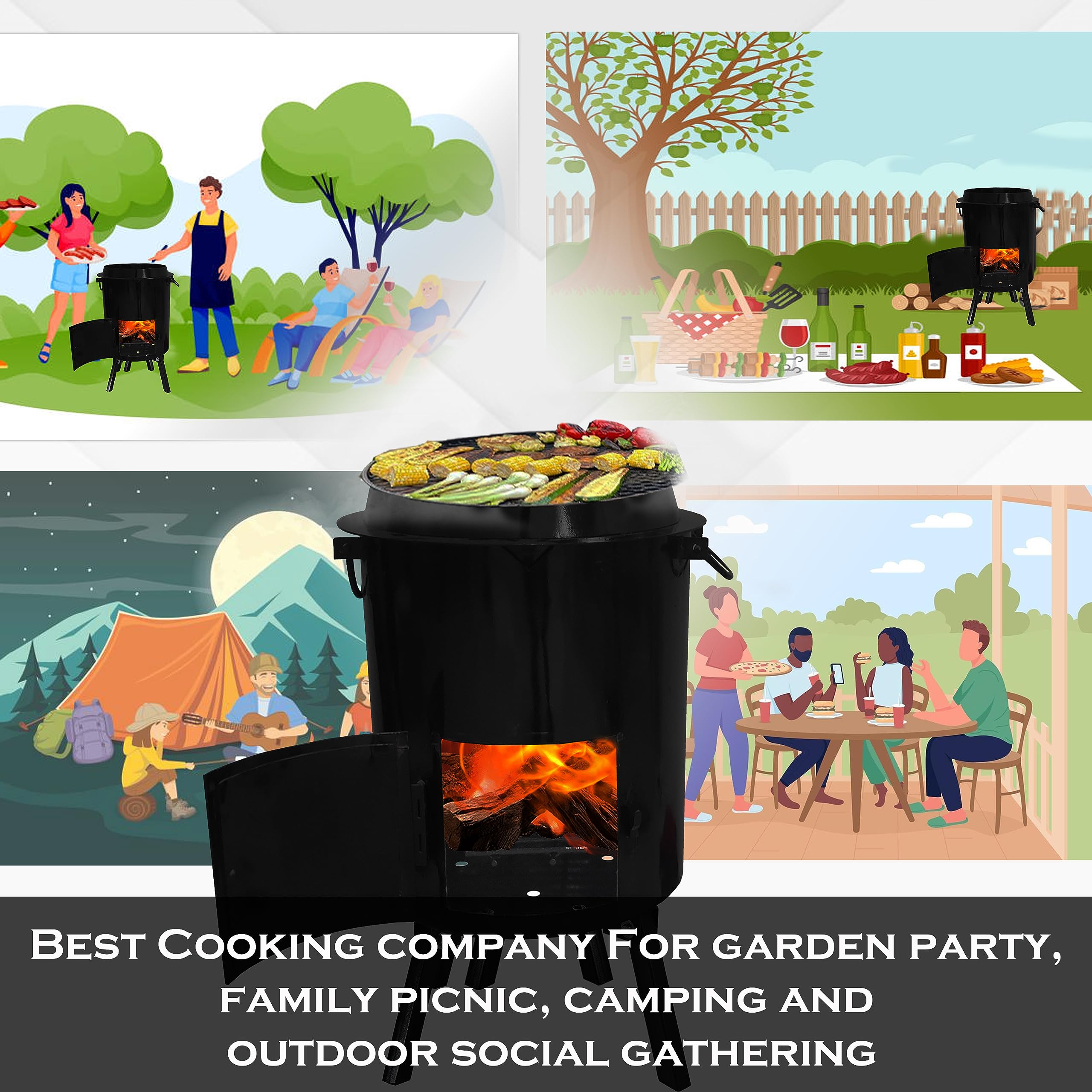 FEBTECH - 14-16 Inch Heavy Duty Steel Uzbek Kazan Oven for Plov Pilaf, Lagman & Shorpa | 8L-18L Capacity | Wood Fire Cooking | Perfect for Outdoor Camping, Picnics & Traditional Central Asian Cuisine