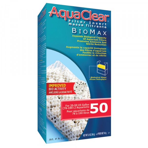 AquaClear 50 BioMax Insert - Premium Aquarium Filter Media for Fish Tank Water Filtration - Ideal for Freshwater & Saltwater Tanks - Perfect for 20-50 Gallon Aquariums