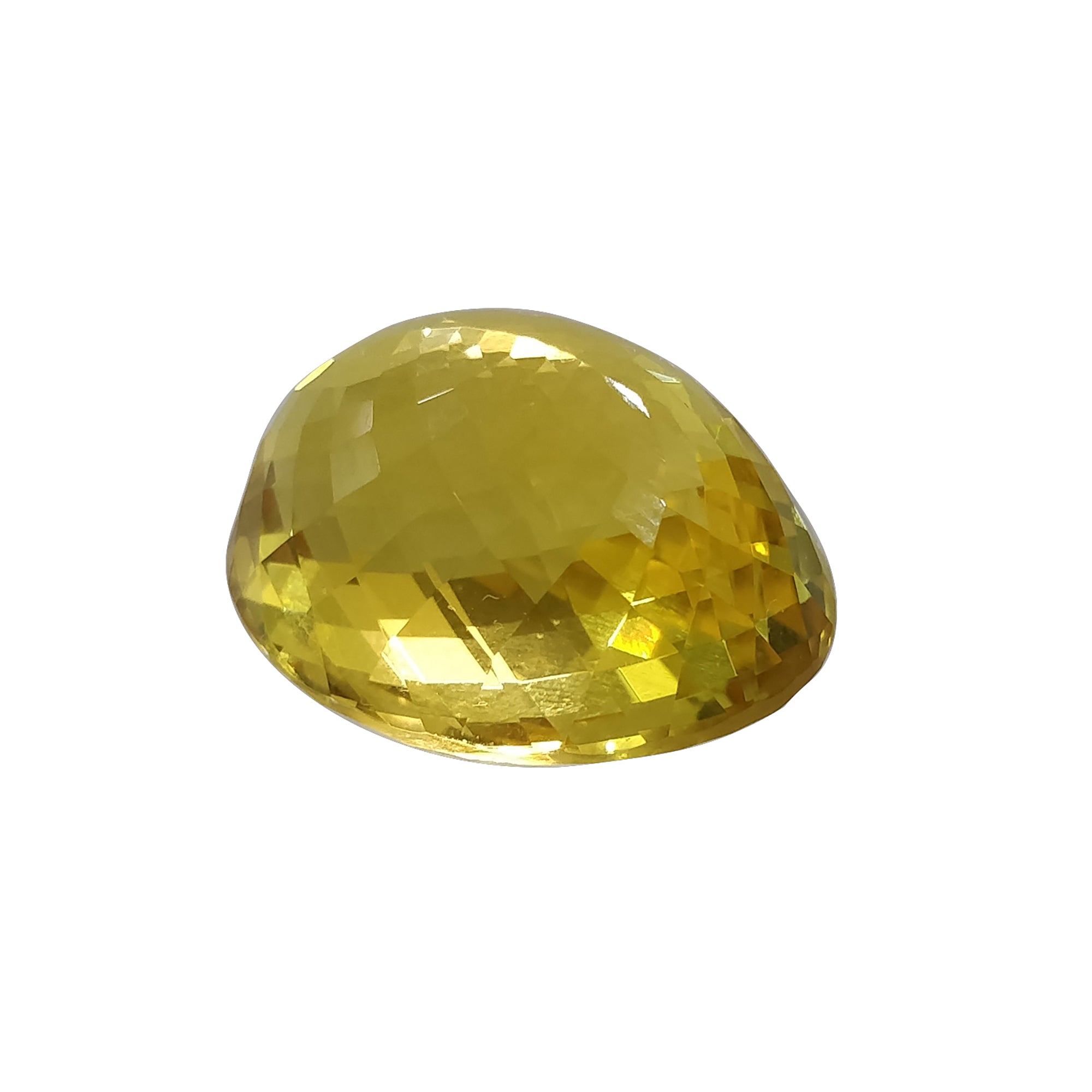 Natural Untreated Yellow Citrine Gemstone - 37.20cts Oval Checker Cut (24x18.5mm) for Jewelry Making, Engagement Rings & Healing Crystal Collections