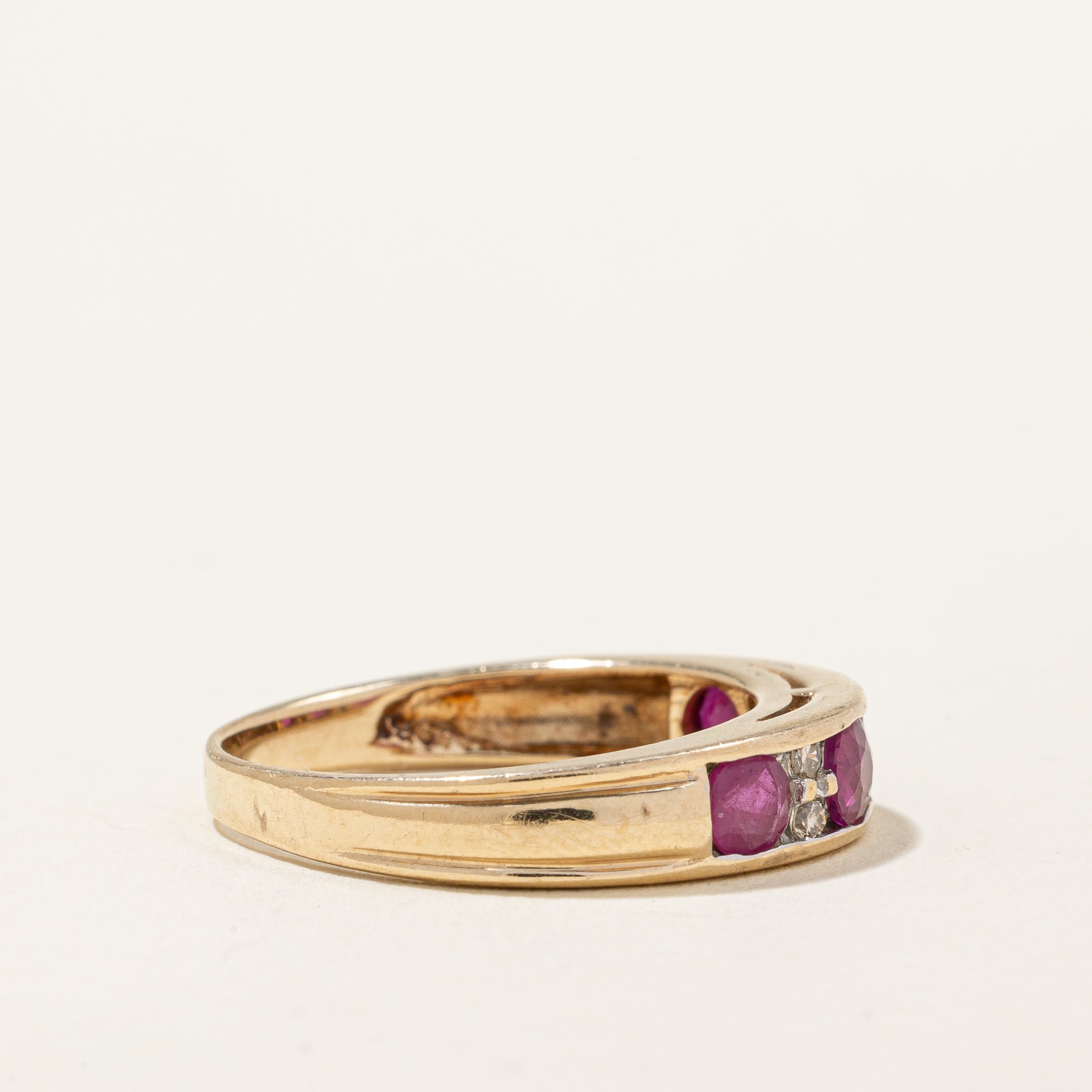 Exquisite Ruby & Diamond Channel Set Band Ring - 0.80ctw Ruby & 0.12ctw Diamond - Size 6 - Perfect for Anniversary Gifts, Valentine's Day & Special Occasions