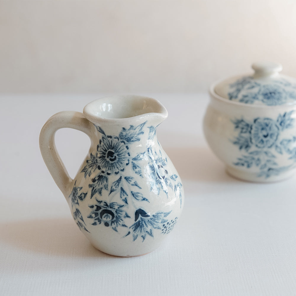 Hand Painted Small Artisan Pitcher - Ceramic Water Pitcher for Home Decor, Kitchen, and Dining Table - Perfect for Serving Beverages, Milk, or as a Decorative Centerpiece