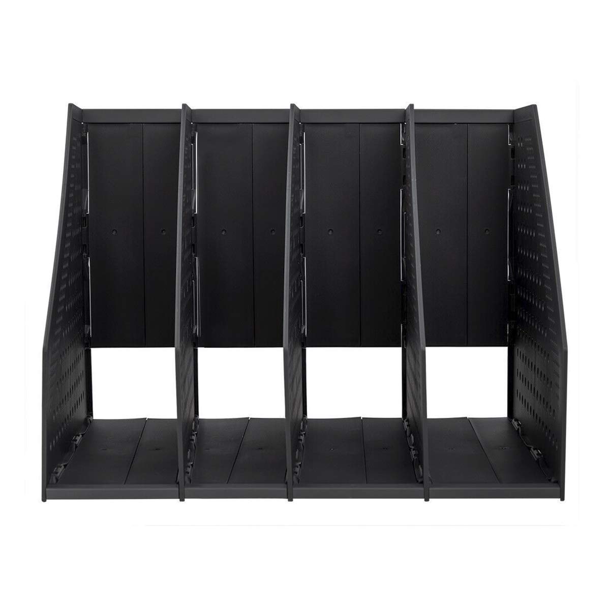 Collapsible Magazine File Holder & Desk Organizer - 4 Compartment Vertical Storage Bin for Office & Home - Portable Desktop File Organizer, Book Holder, Folder Crate - Perfect for Office Supplies, School, and Home Organization