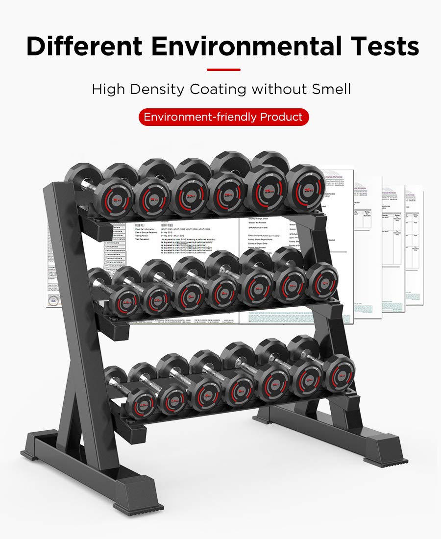 Dripex 3-Tier Heavy Duty Dumbbell Rack for Home Gym - Weight Storage Stand Holder with Steel Frame (Latest Model) - Perfect for Garage, Basement & Home Workout Space