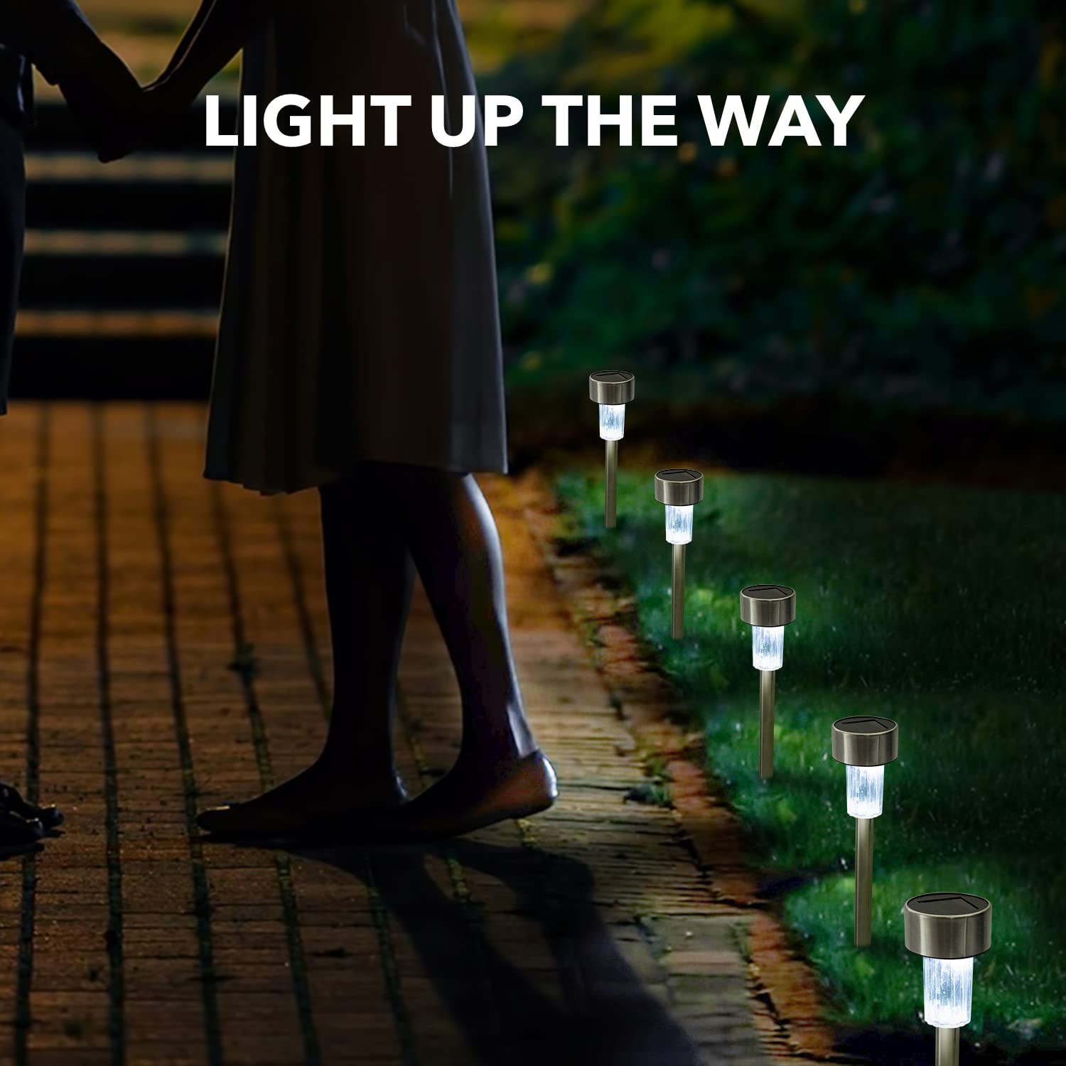 Solar Pathway Lights Outdoor - 6 Pack Bright LED Patio, Garden, Driveway, Landscape Lighting | IP44 Water Resistant Dusk to Dawn Yard Light | Cool White, Auto On/Off, Up to 8 Hours Battery Life | Perfect for Walkways, Backyards & Outdoor Decor