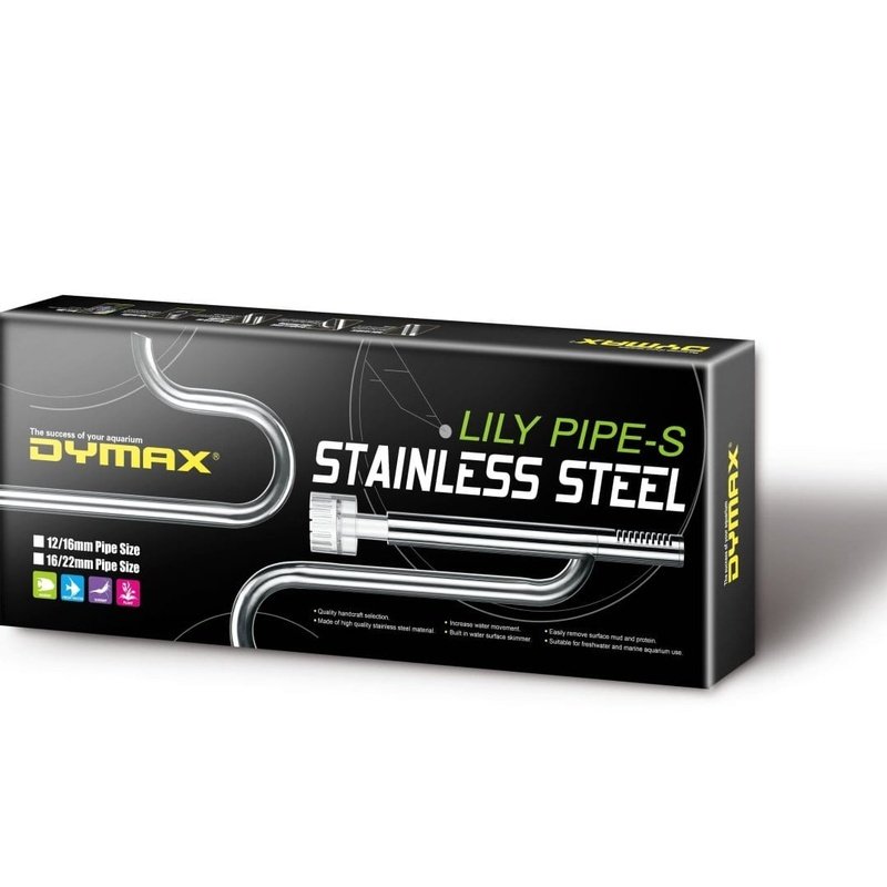 Dymax Premium Stainless Steel Lily Pipe Set with Surface Skimmer - Aquarium Filter Outflow/Inflow Pipes for Crystal Clear Water (16mm/22mm) - Perfect for Planted Tanks, Shrimp & Nano Aquariums