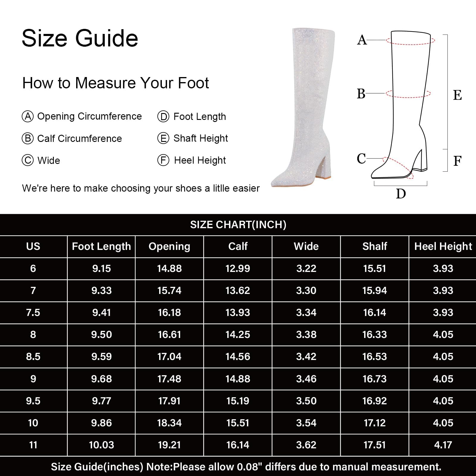 Sparkly Rhinestone Women's Knee High Boots - Pointed Toe Chunky Heel Party Shoes for Women | Perfect for Evening Events, Club Wear & Holiday Outfits