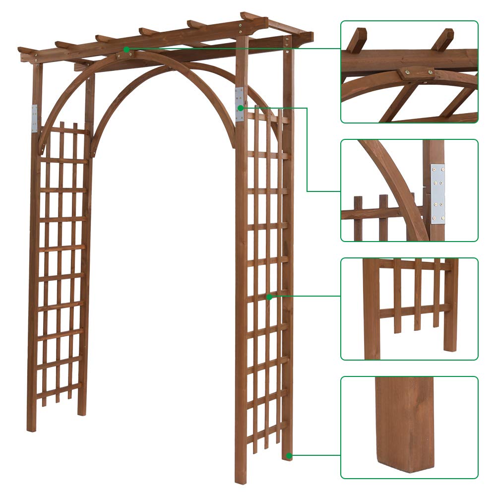 85 Inch Wooden Garden Trellis Pergola Arbor - Sturdy Outdoor Wedding Arch for Ceremonies & Plant Climbing | Perfect for Backyard Weddings, Vine Support & Garden Decor