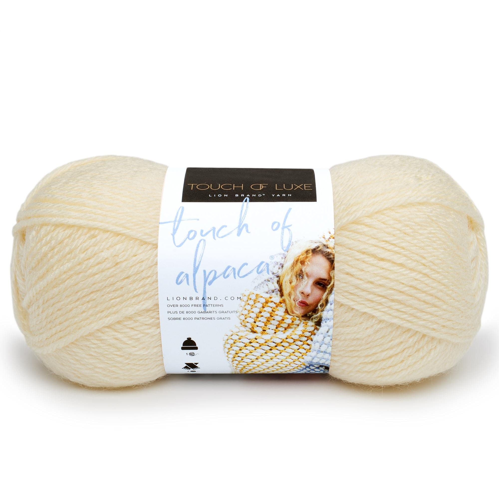 Lion Brand Yarn - 1 Skein Touch of Alpaca Yarn in Cream | Soft Knitting & Crochet Yarn for Scarves, Hats & Baby Blankets | Premium Alpaca Blend for Handmade Crafts