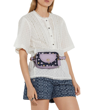 Coach Floral Print Nylon Belt Bag for Women | Crossbody Fanny Pack | Perfect for Travel, Shopping & Outdoor Activities