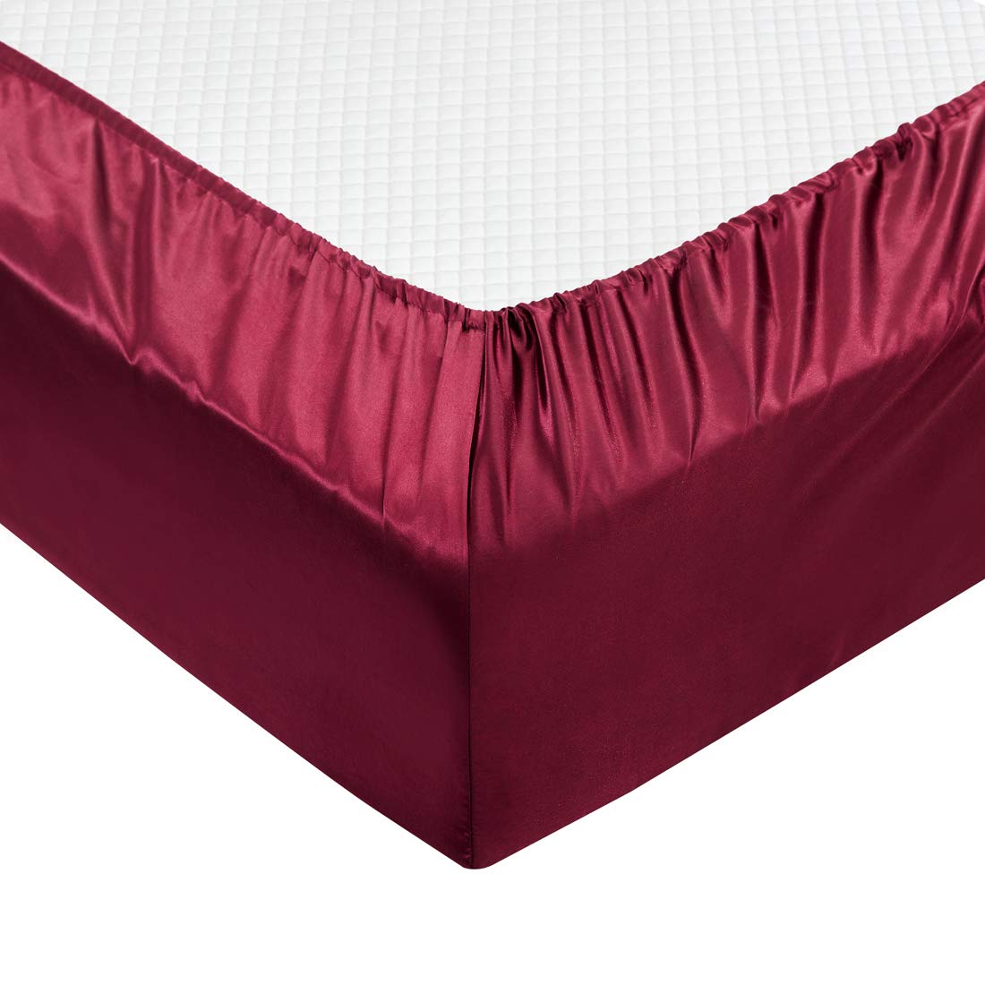 Luxury 6-Piece Satin Sheet Set Queen Size - Silky Smooth Burgundy Bedding with Deep Pocket (Fitted Sheet, Flat Sheet & 4 Pillowcases) for Elegant Bedroom Decor & Romantic Nights
