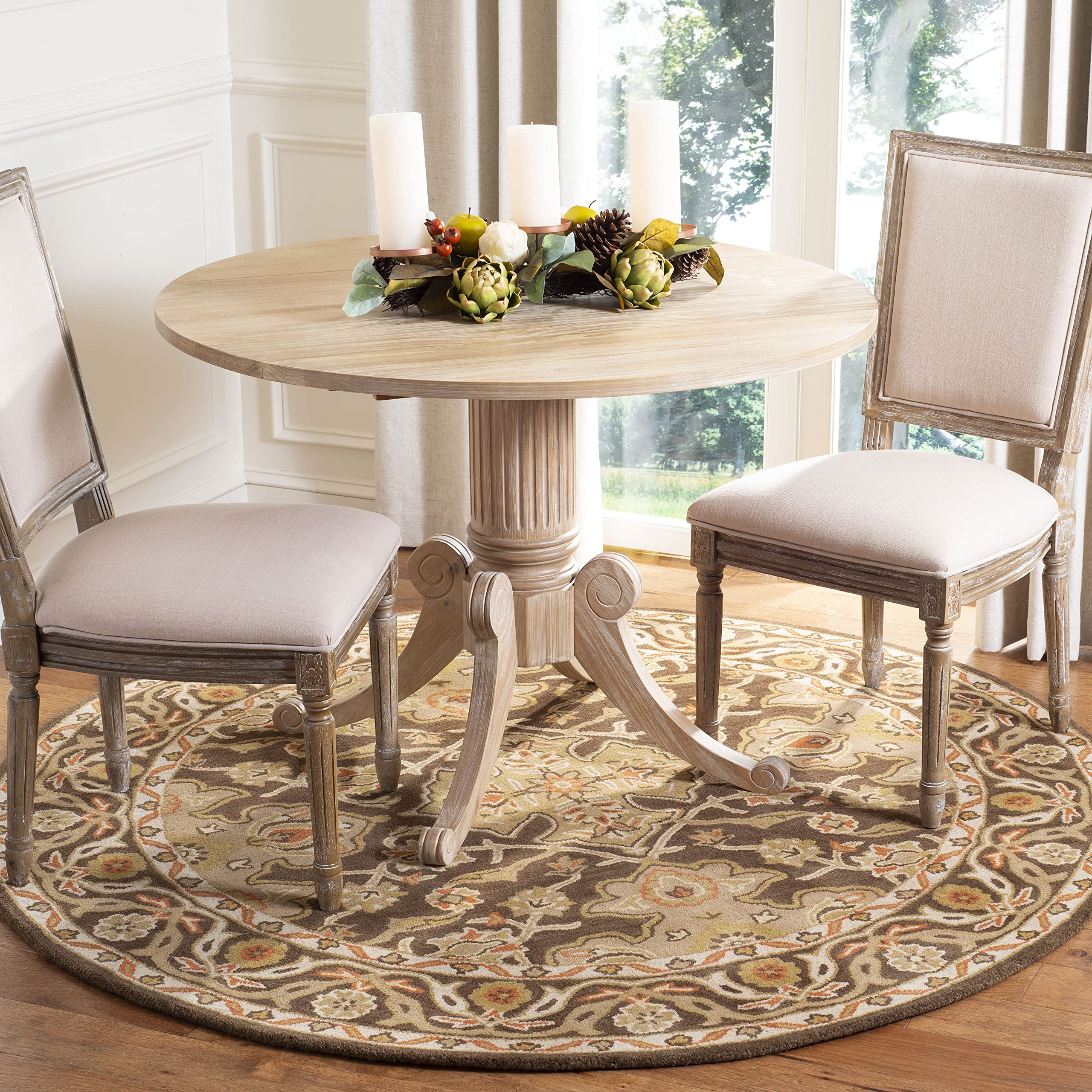 SAFAVIEH Classic Collection 6-Foot Round Brown/Brown CL931A Handmade Traditional Oriental Premium Wool Area Rug - Perfect for Living Room, Bedroom & Home Decor