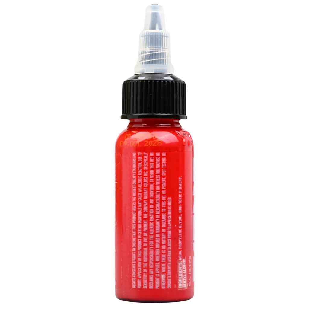Premium Candy Red Radiant Tattoo Ink - 1 oz Bottle for Professional Tattoo Artists | Vibrant & Long-Lasting Color | Ideal for Sleeves, Lettering & Artistic Designs