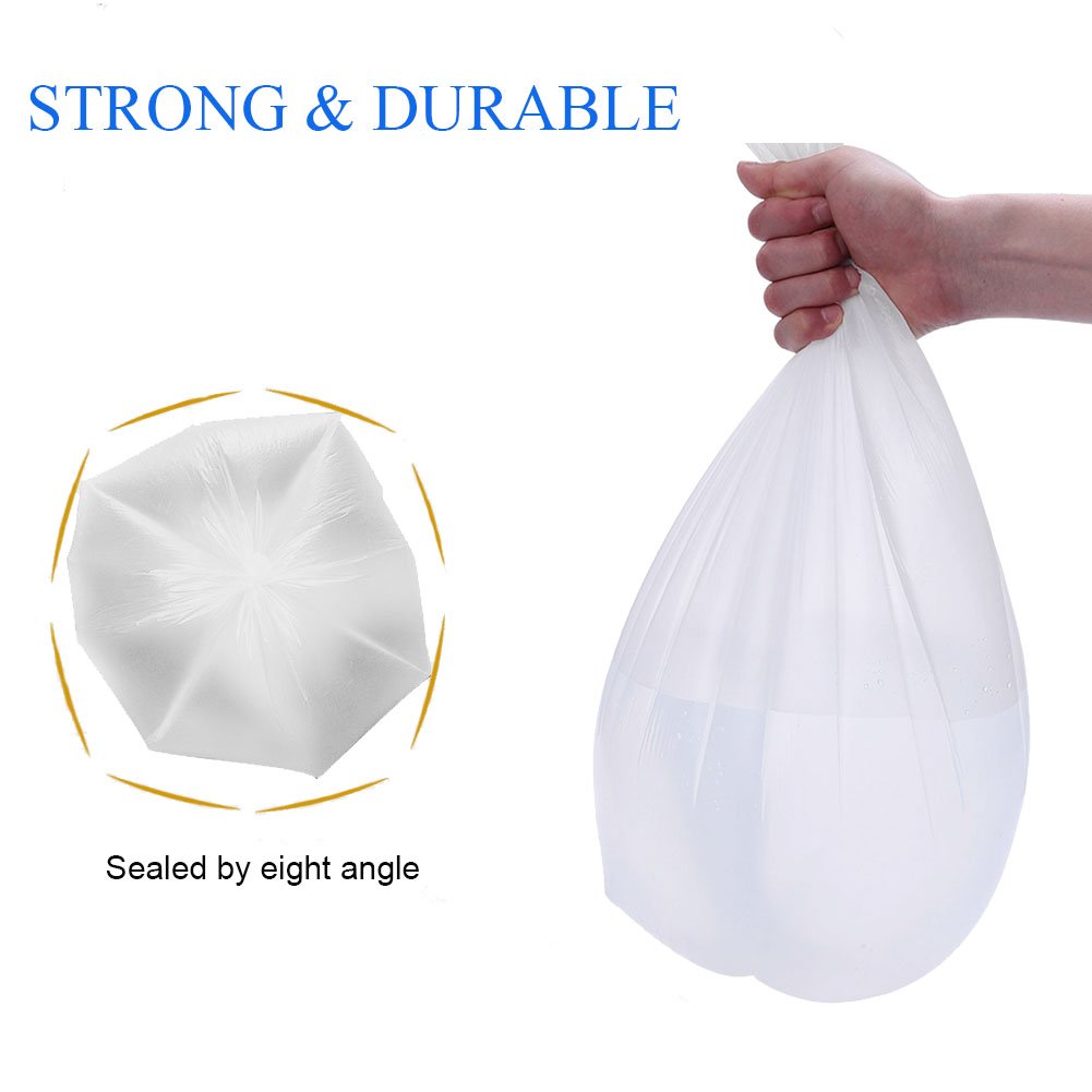 4 Gallon Small Trash Bags - 125 Count Clear White Garbage Bags for Bathroom, Kitchen, Office, Bedroom & Car | Waste Basket Bin Liners for Home, Travel, Camping & Daily Use