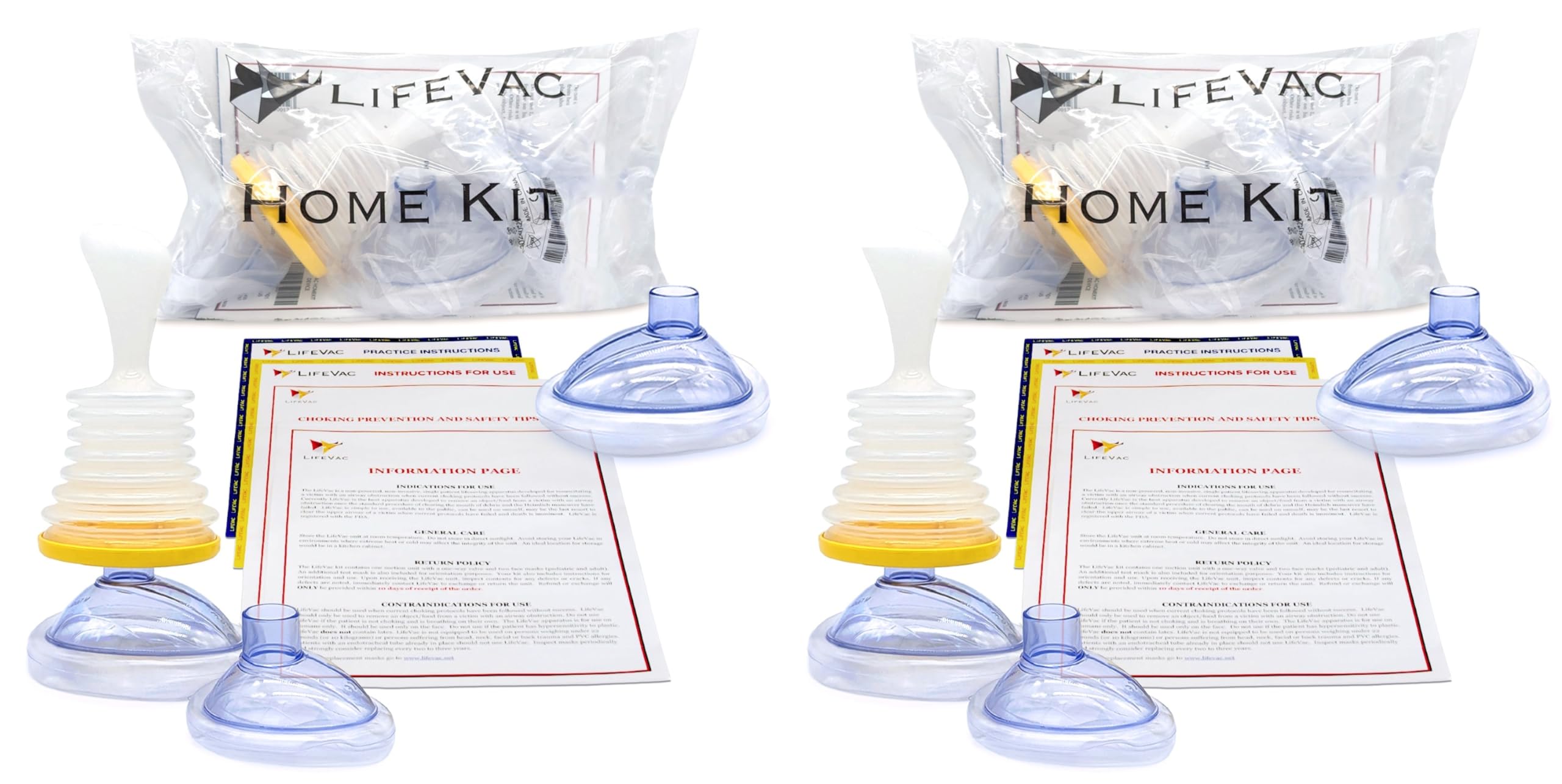 LifeVac Home Kit 2 Pack - Portable First Aid Suction Rescue Device for Choking Emergencies | Airway Clearance Tool for Kids & Adults | Home, Travel & Car Safety Essential