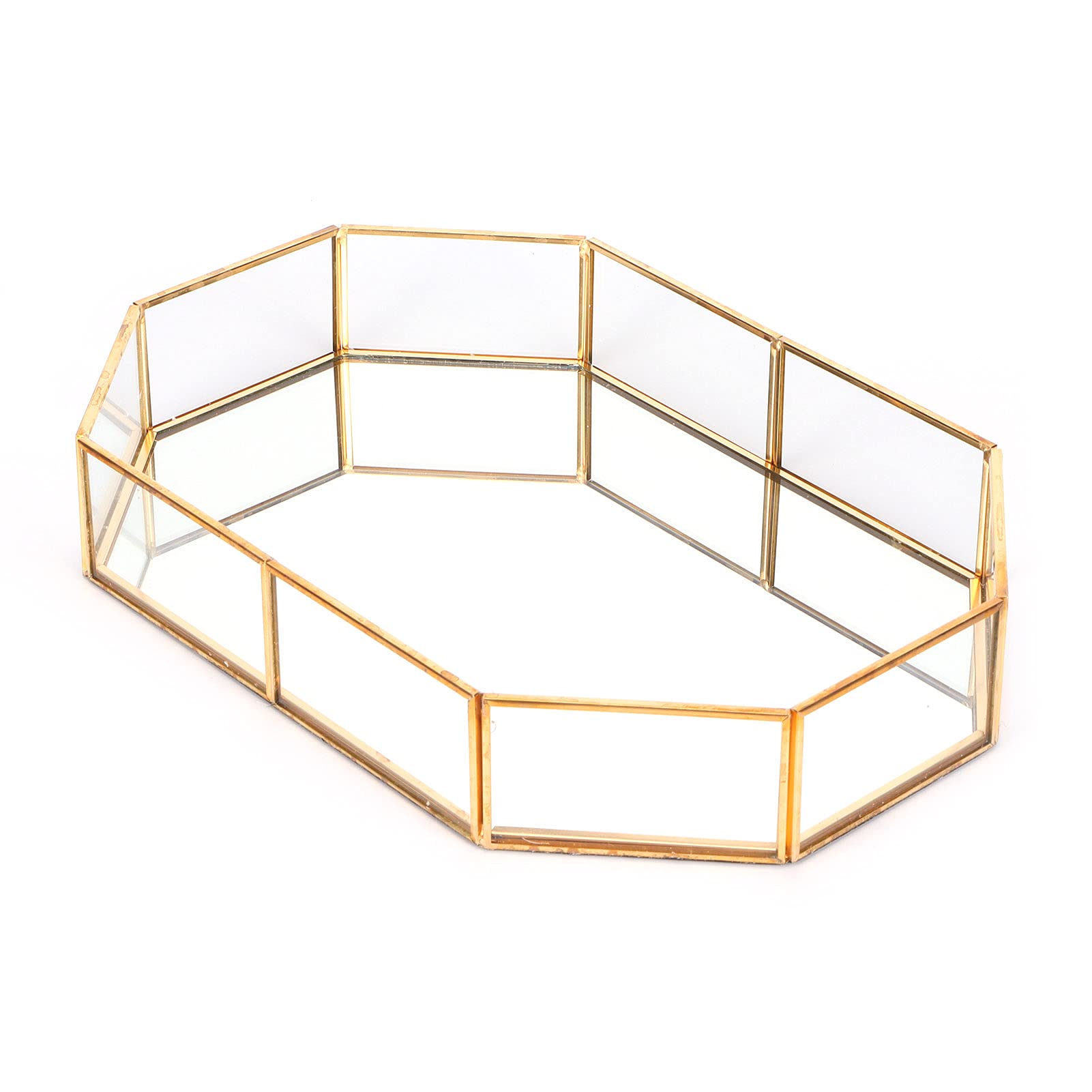 Elegant Octagonal Glass Jewelry Tray - Versatile Storage Tray for Jewelry, Desserts & Snacks | Perfect for Weddings, Parties, Festivals & Home Decor | Ideal for Vanity Organizer, Gift Wrapping & Table Centerpiece