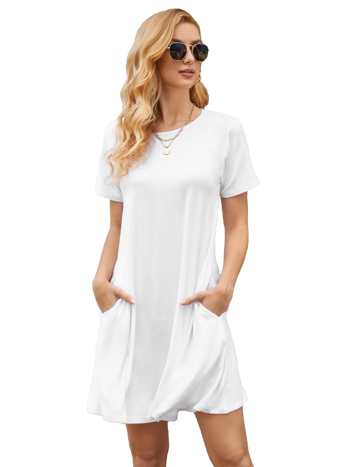 Women's Summer Dresses 2025 - Casual Short Sleeve T-Shirt Dress with Pockets | Loose Flowy Swing Tunic Sundress for Beach, Vacation & Everyday Wear