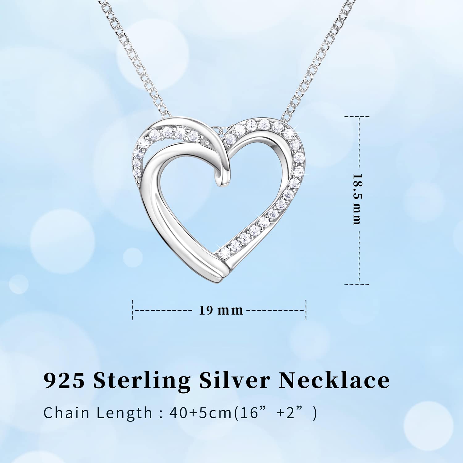 Mom Necklace - Sterling Silver Heart Pendant Birthday Gift for Mom from Daughter or Son | Christmas Present for Women | Perfect for Mother's Day, Anniversaries & Special Occasions