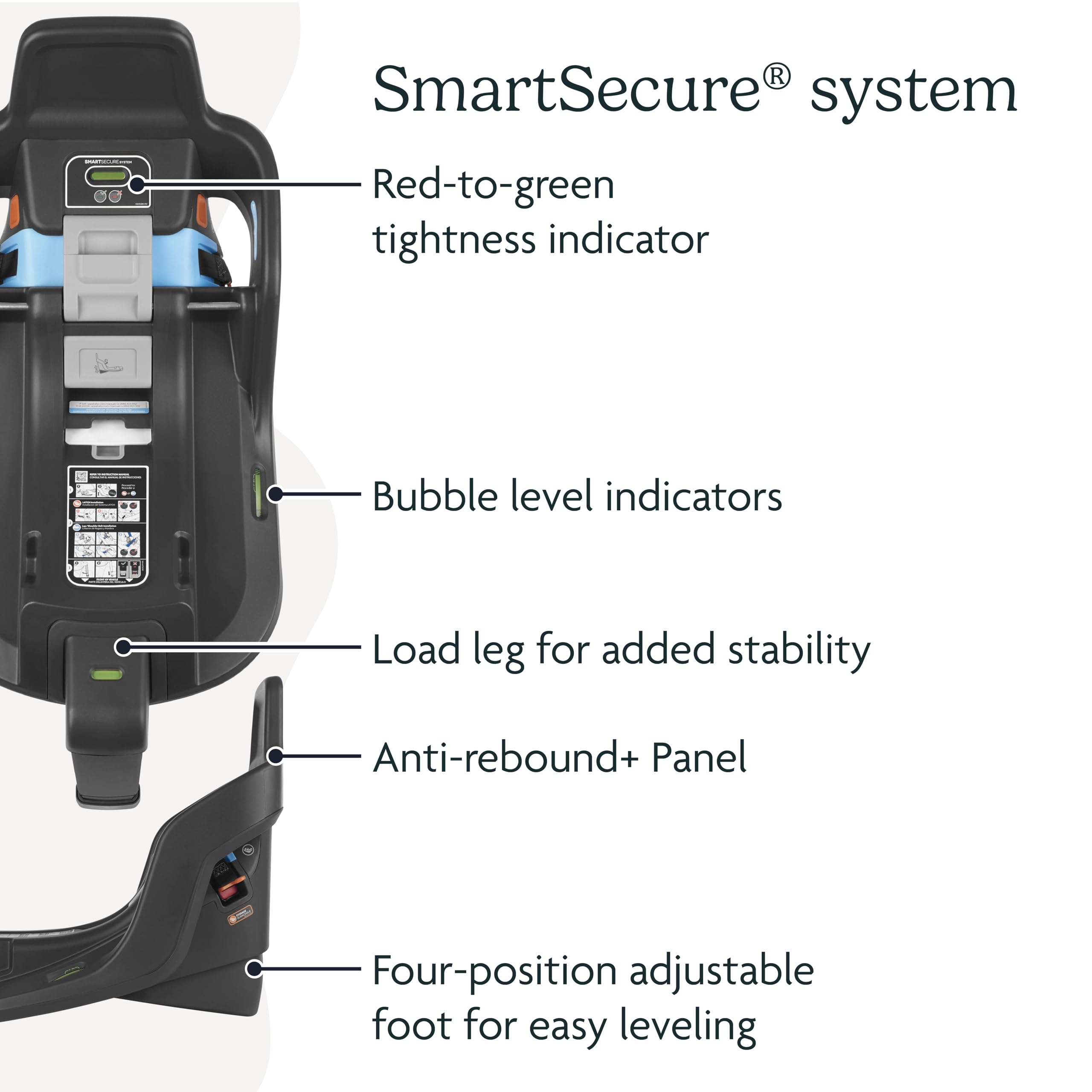 UPPAbaby Extra Aria Car Seat Base - Compatible with Aria Infant Car Seats - SmartSecure Installation with Load Leg - Safe & Easy Travel for Newborns - Perfect for Family Road Trips & Daily Commutes