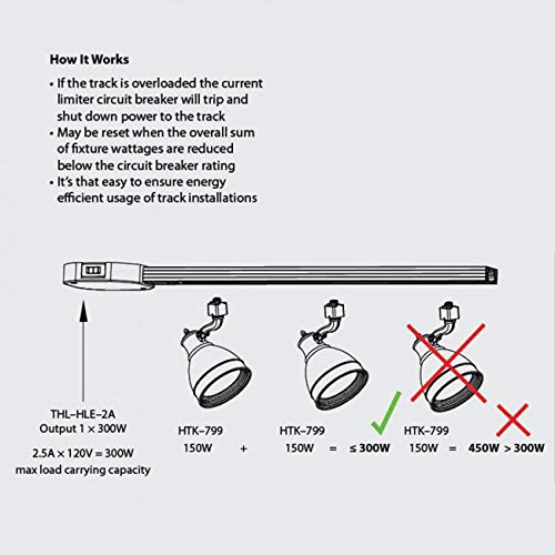 WAC Lighting THL-HLE-2A-DB Single Live End H Track Current Limiter - Compatible with LED Lighting Systems for Home & Commercial Use