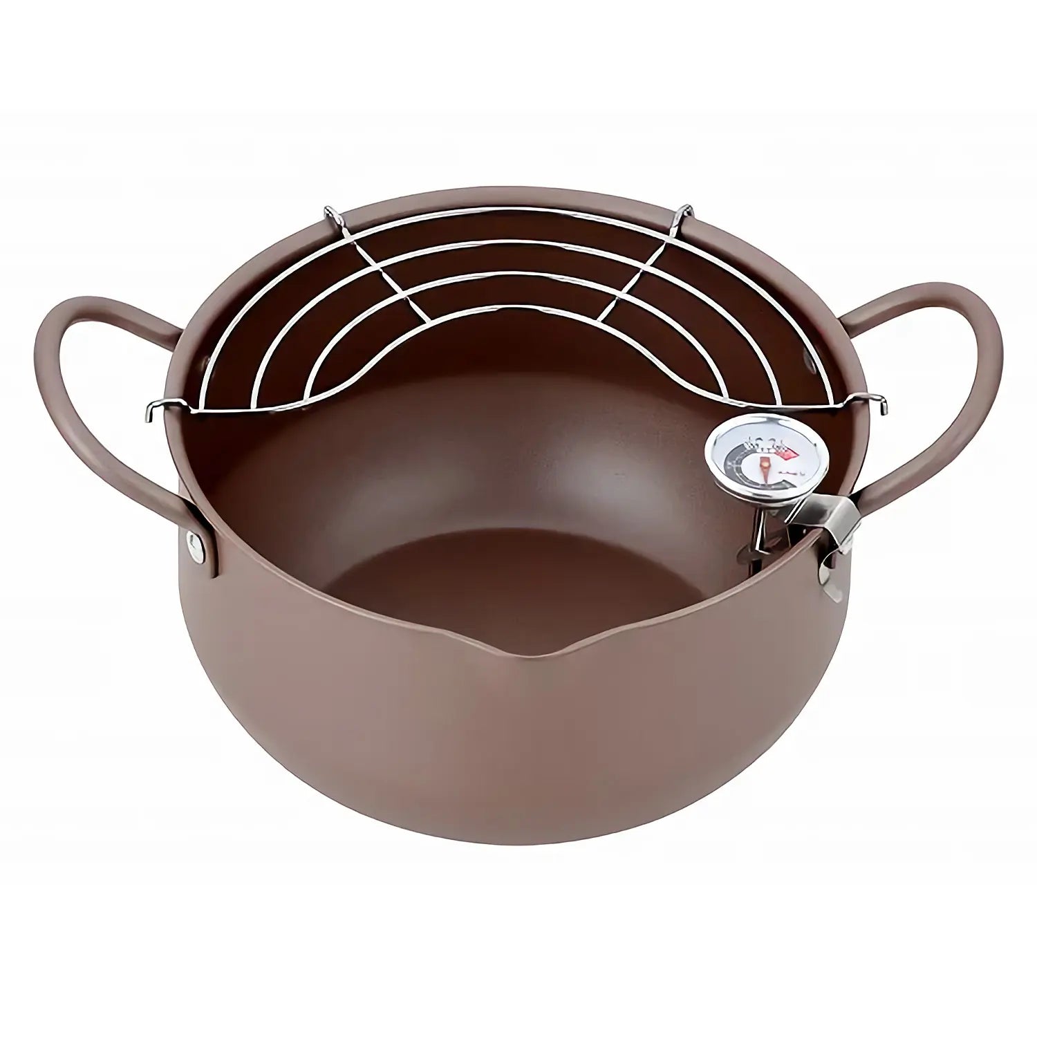 Premium Hirosho Kiwami Cast Iron Tempura Pot with Built-in Thermometer - Perfect for Deep Frying, Japanese Cooking & Home Kitchen Use