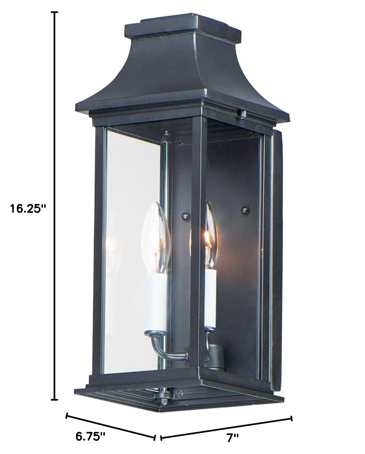 Maxim Lighting 30025CLBK Vicksburg 2-Light Outdoor Wall Sconce - Black Weatherproof Exterior Light Fixture for Porch, Patio, Garden & Entryway Lighting