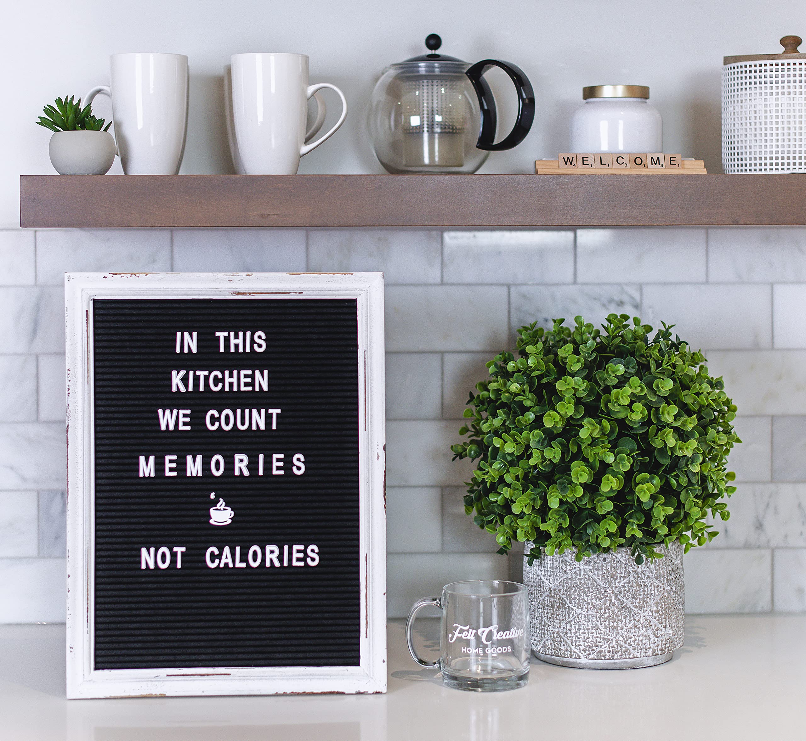Black Felt Letter Board with Rustic Wood Frame - 12x16 Changeable Message Board for Baby Announcements, Home Decor & Events - Includes 350 Letters & Stand (Farmhouse Style)