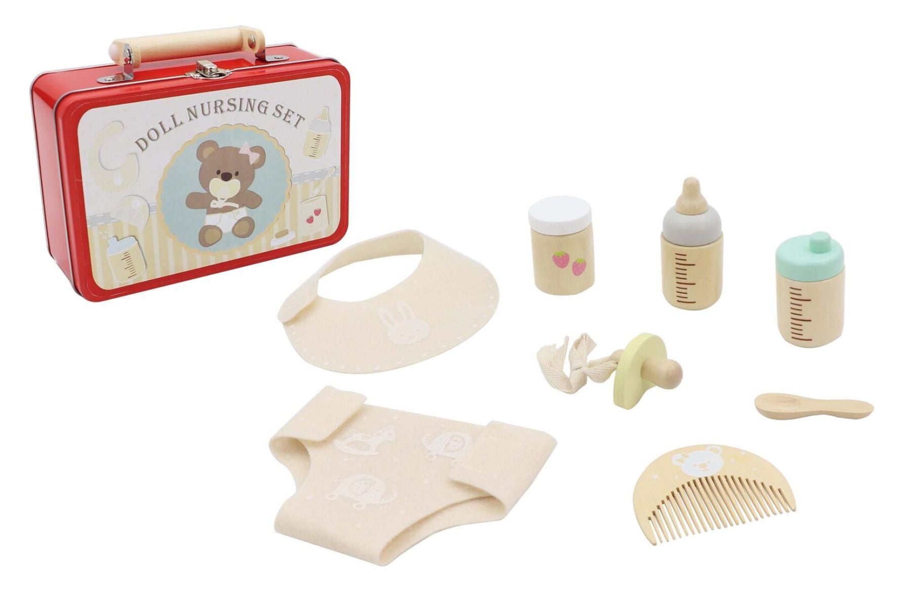 Best Doll Nursing Playset in Tin Case - Perfect for Kids Role Play & Pretend Play - Great Gift for Toddlers & Preschoolers