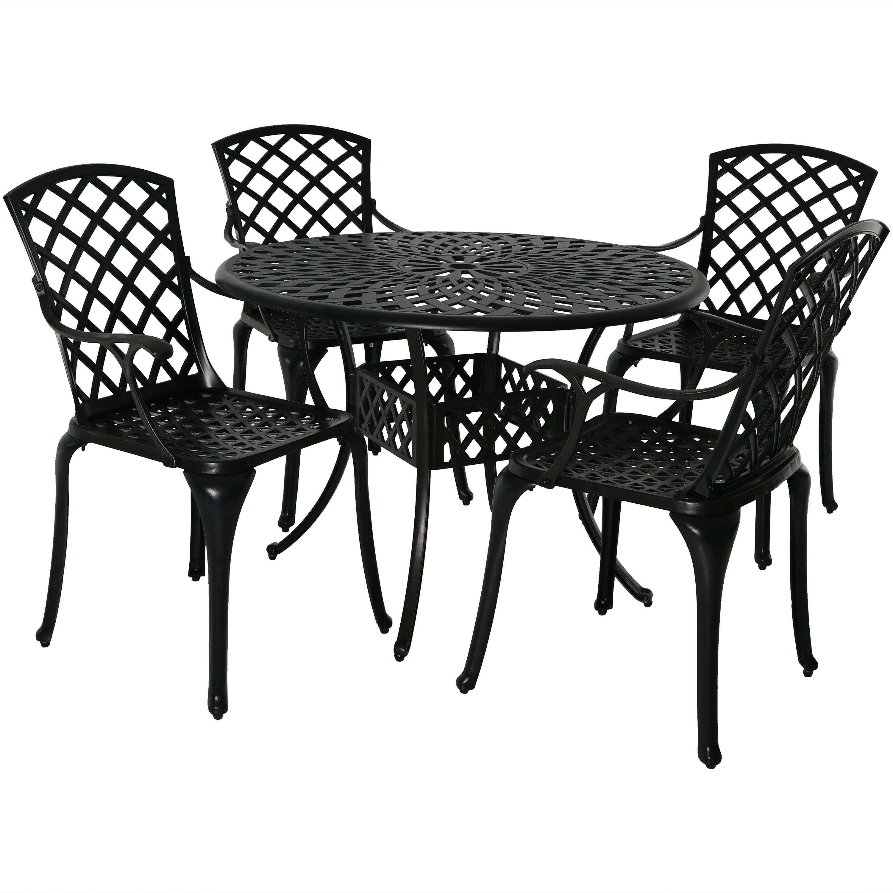 Sunnydaze 5-Piece Cast Aluminum Patio Furniture Set - Outdoor Dining Set for Garden, Poolside & Backyard - Durable Weather-Resistant Patio Chairs & Table
