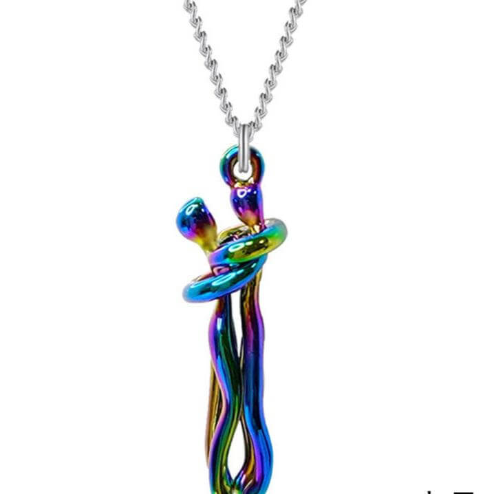 Romantic Couple Hugging Pendant Necklace - Sterling Silver Love Gift for Her/Him | Anniversary, Valentine's Day, Wedding Jewelry | JN9978