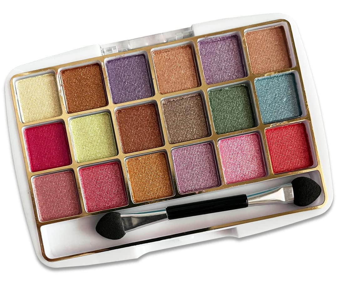 FOZZBY 18-Color Travel Eyeshadow Palette with Brush - Highly Pigmented, Shimmer & Matte Pressed Powder for Professional Eye Makeup | Perfect for Travel, Parties & Daily Use