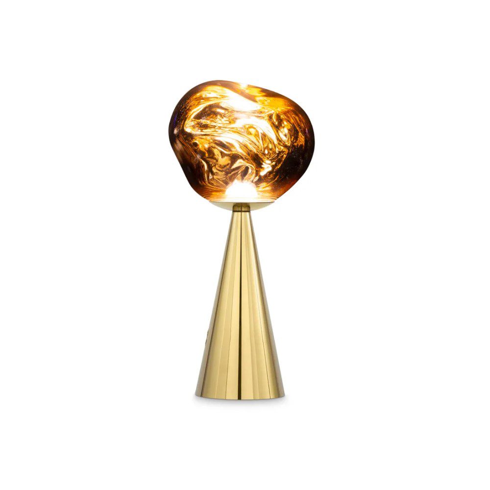 TOM DIXON Melt LED Portable Table Lamp - Gold Finish, USB Rechargeable, Dimmable Ambient Lighting for Bedroom, Living Room & Outdoor Use